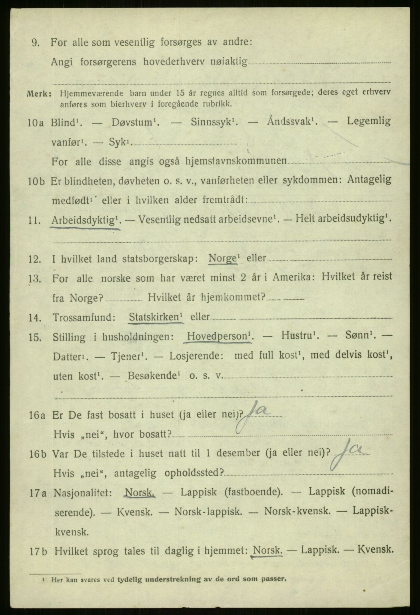 SATØ, 1920 census for Berg, 1920, p. 1231