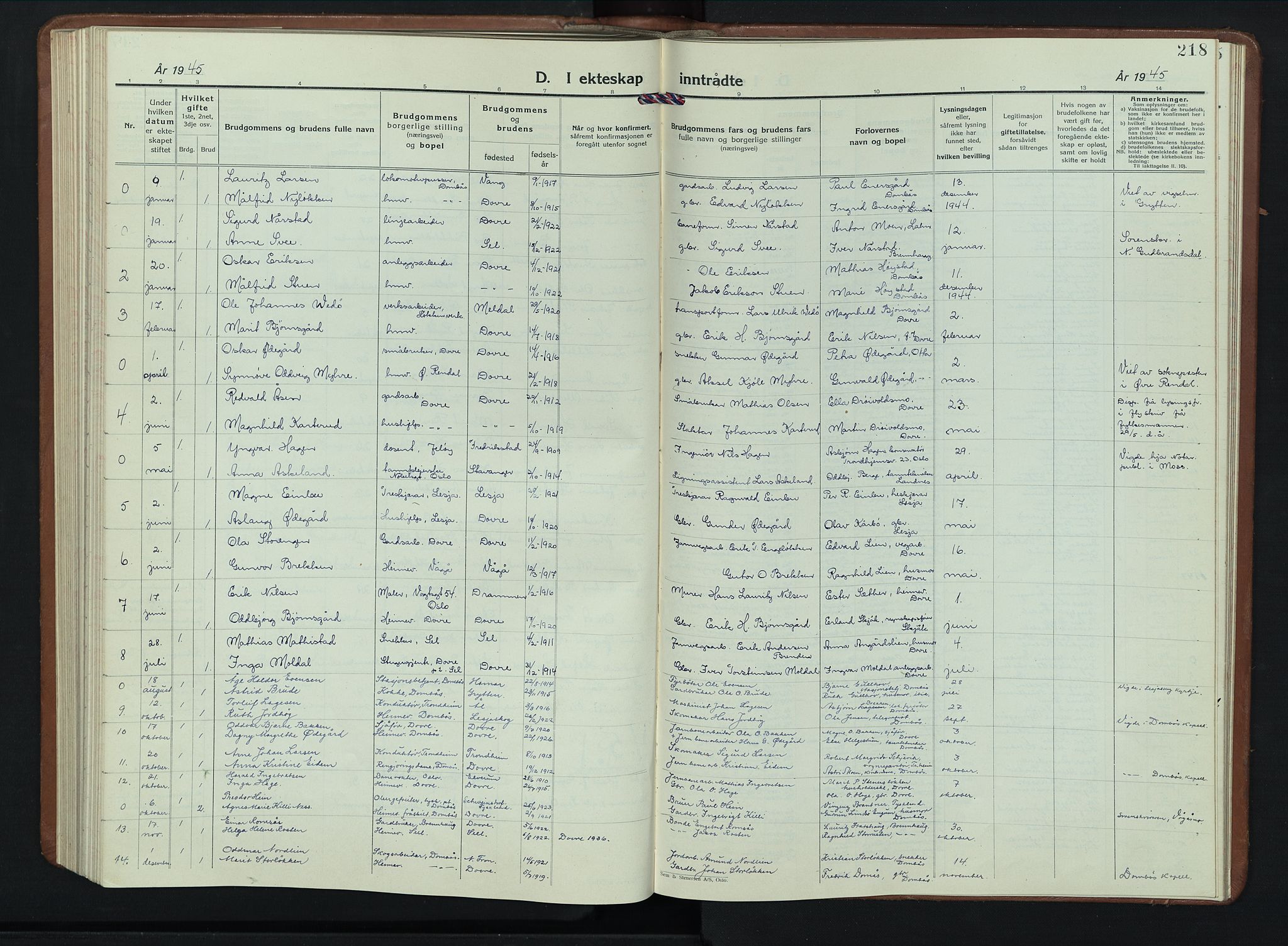 Dovre prestekontor, SAH/PREST-066/H/Ha/Hab/L0004: Parish register (copy) no. 4, 1926-1949, p. 218