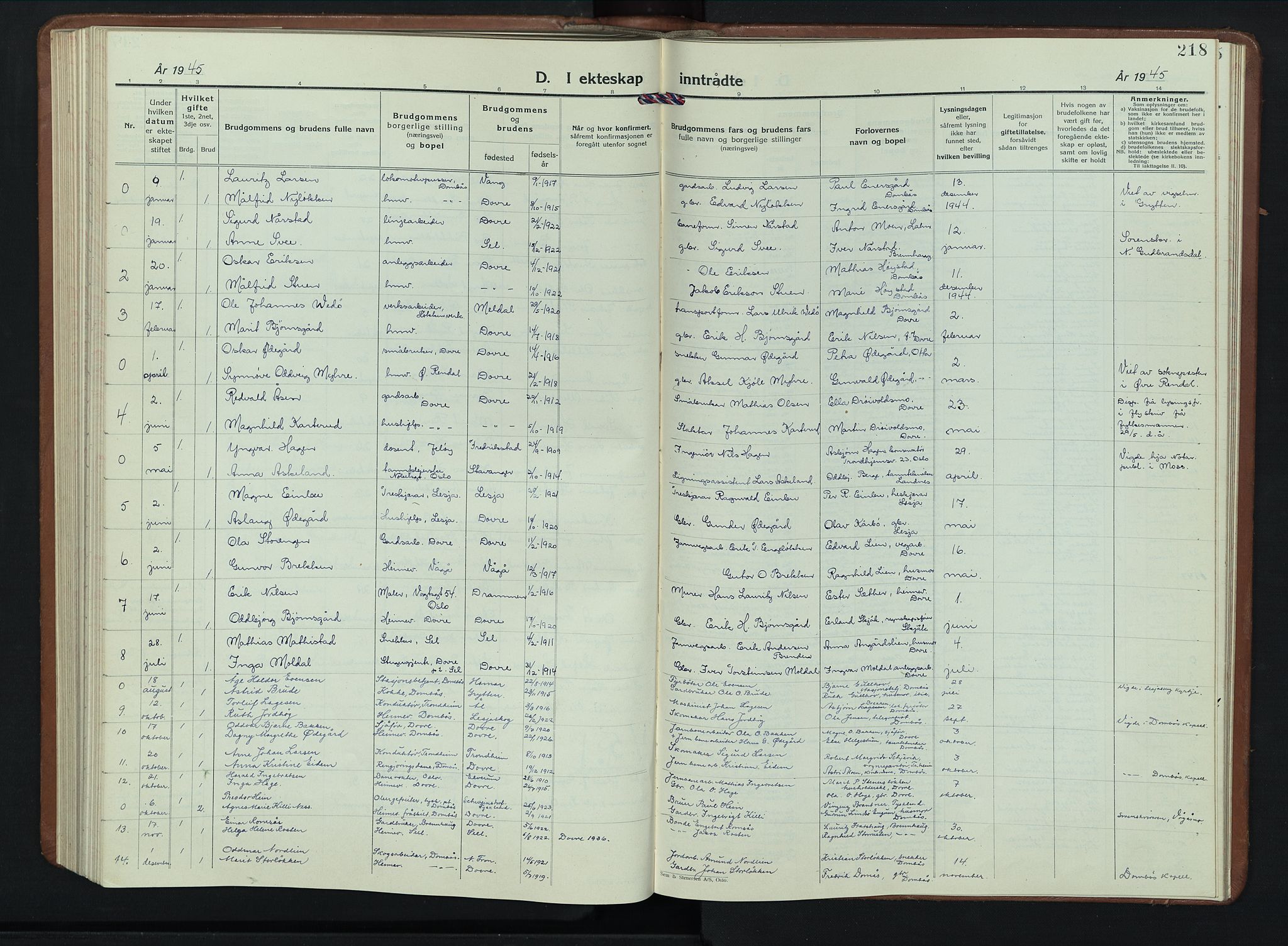 Dovre prestekontor, AV/SAH-PREST-066/H/Ha/Hab/L0004: Parish register (copy) no. 4, 1926-1949, p. 218