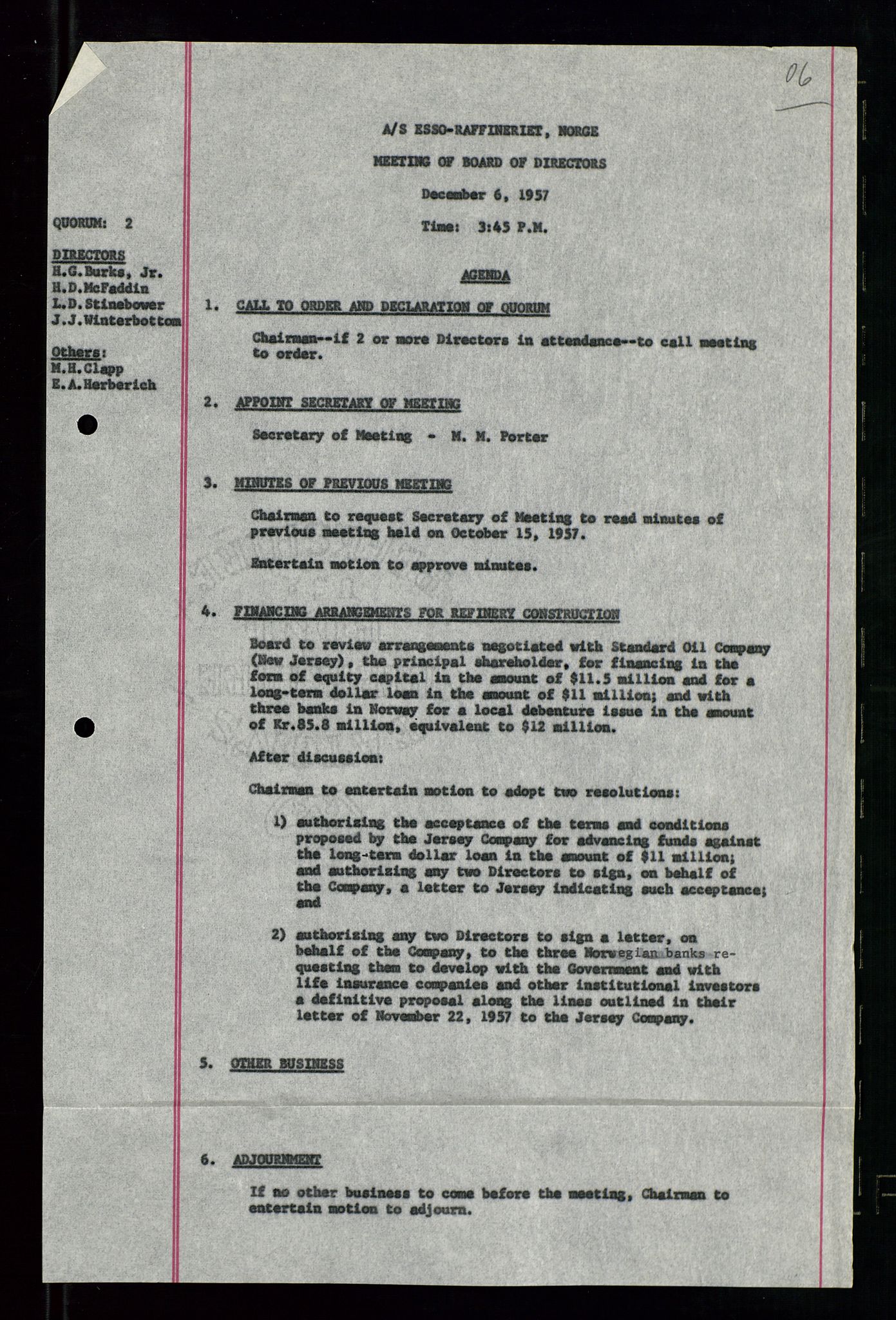 PA 1537 - A/S Essoraffineriet Norge, AV/SAST-A-101957/A/Aa/L0001/0001: Styremøter / Styremøter, board meetings, 1959-1961, p. 313