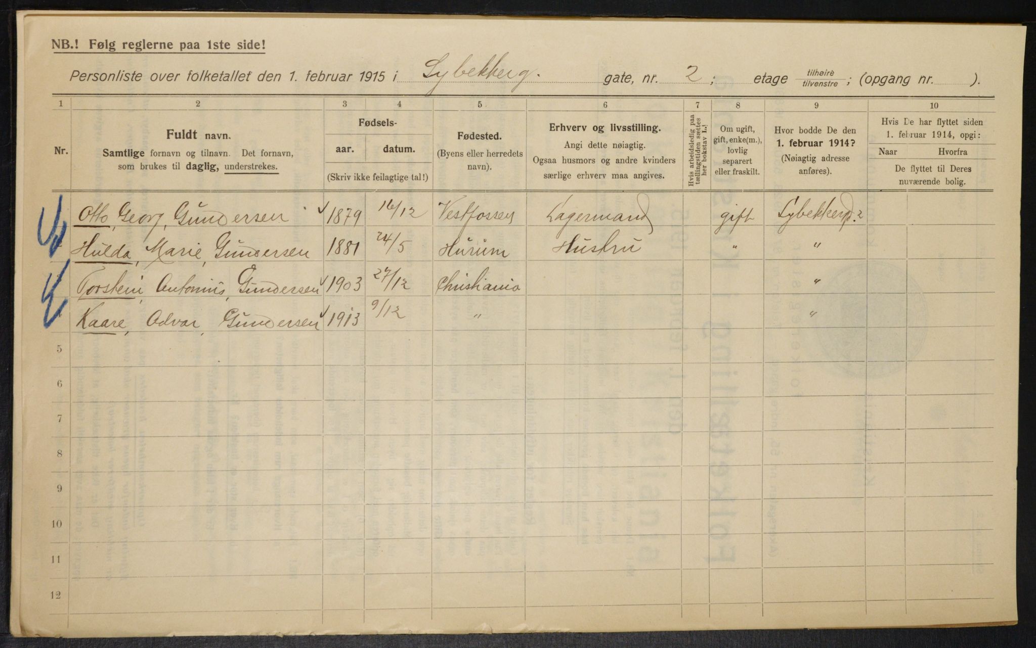 OBA, Municipal Census 1915 for Kristiania, 1915, p. 57817