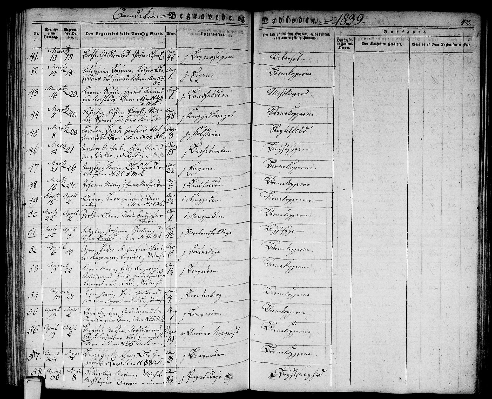 Bragernes kirkebøker, SAKO/A-6/F/Fb/L0001: Parish register (official) no. II 1, 1830-1847, p. 403