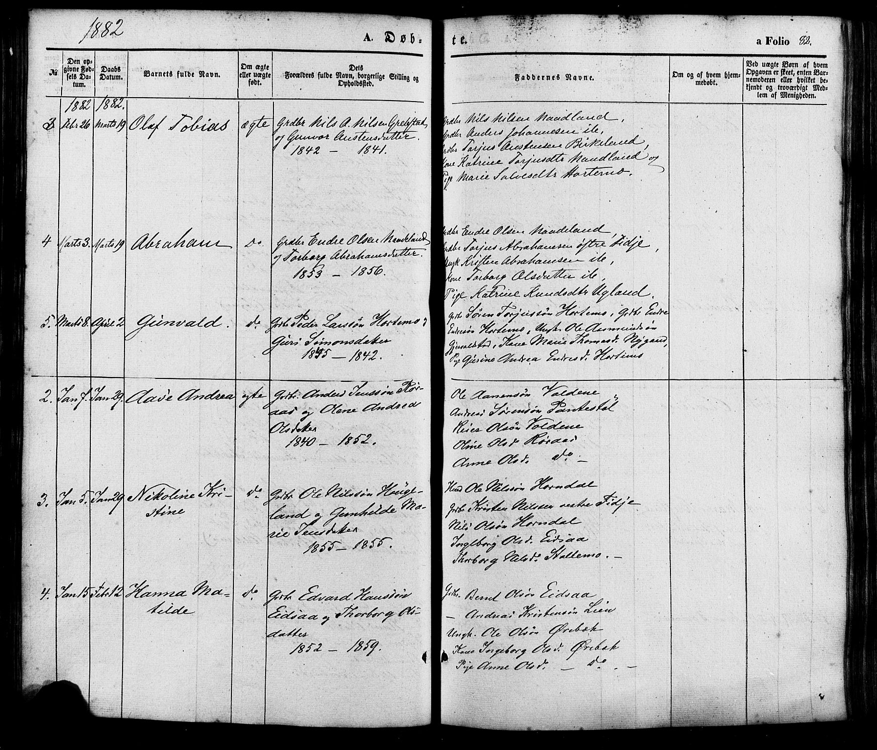 Søgne sokneprestkontor, AV/SAK-1111-0037/F/Fa/Faa/L0002: Parish register (official) no. A 2, 1854-1882, p. 82