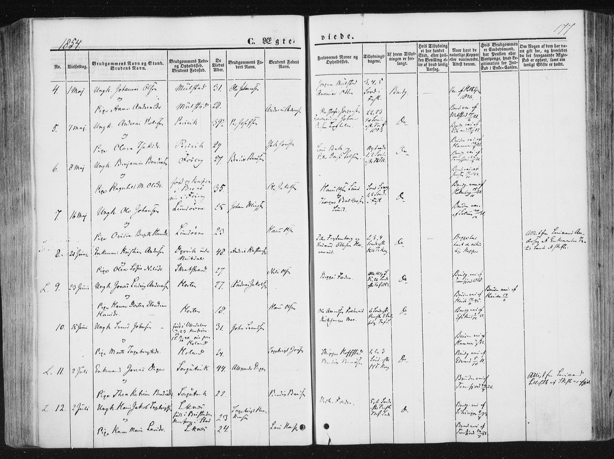 Ministerialprotokoller, klokkerbøker og fødselsregistre - Nord-Trøndelag, SAT/A-1458/780/L0640: Parish register (official) no. 780A05, 1845-1856, p. 177