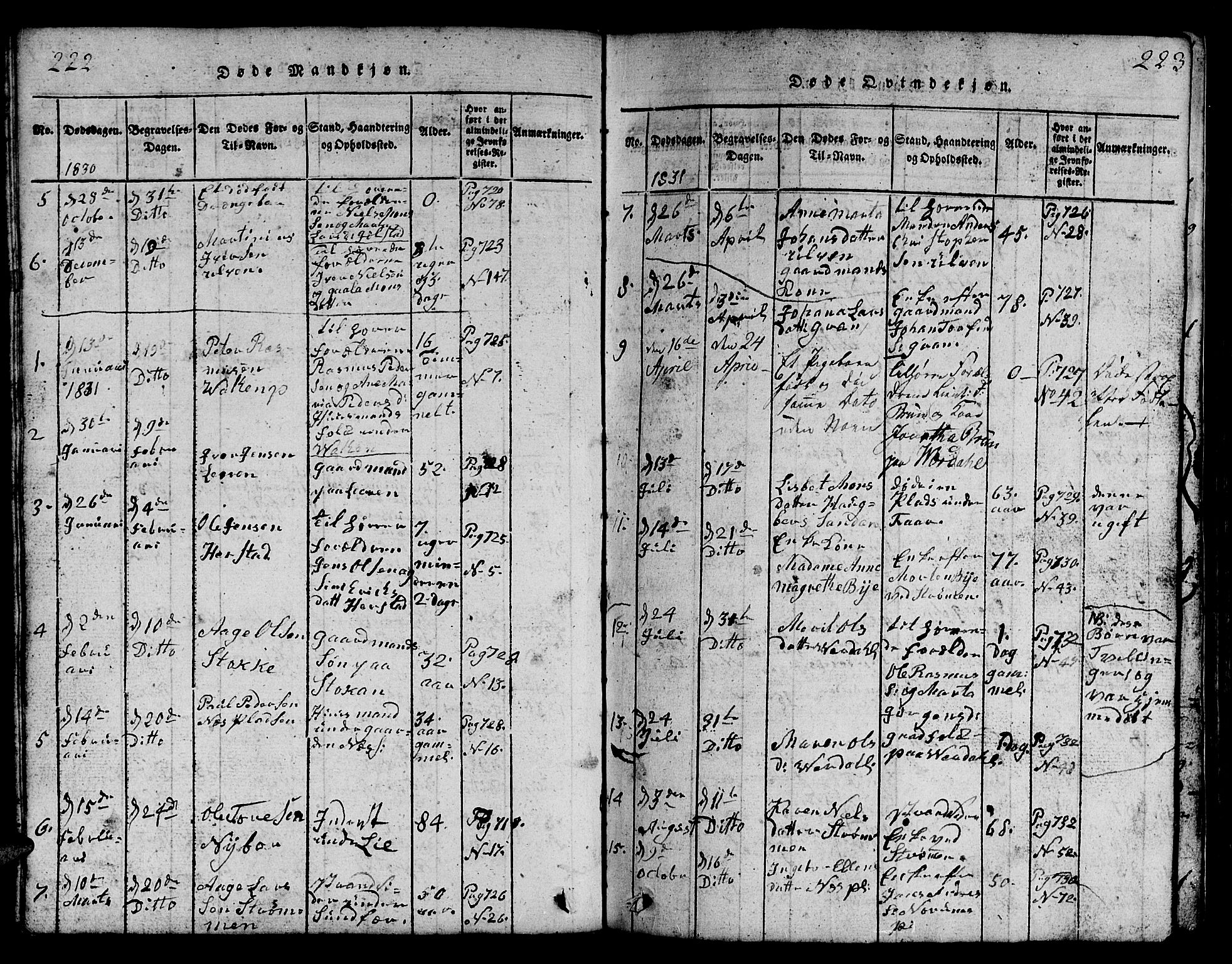 Ministerialprotokoller, klokkerbøker og fødselsregistre - Nord-Trøndelag, SAT/A-1458/730/L0298: Parish register (copy) no. 730C01, 1816-1849, p. 222-223