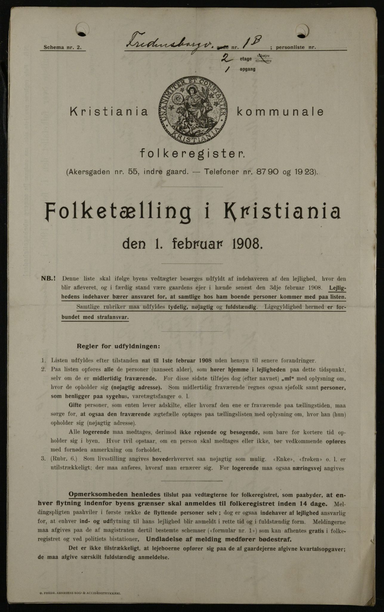 OBA, Municipal Census 1908 for Kristiania, 1908, p. 23093