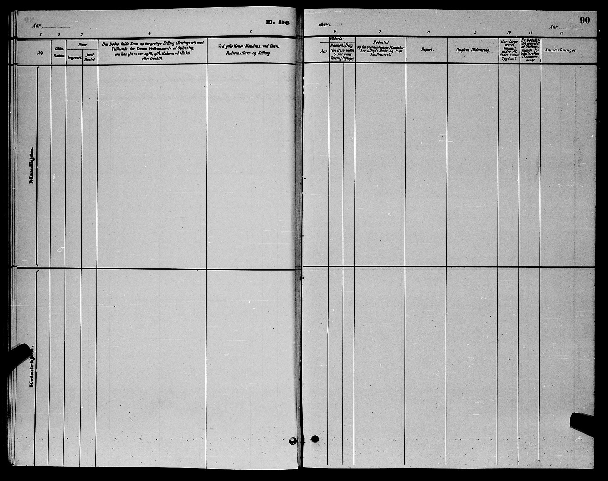 Herad sokneprestkontor, AV/SAK-1111-0018/F/Fb/Fba/L0004: Parish register (copy) no. B 4, 1882-1899, p. 90