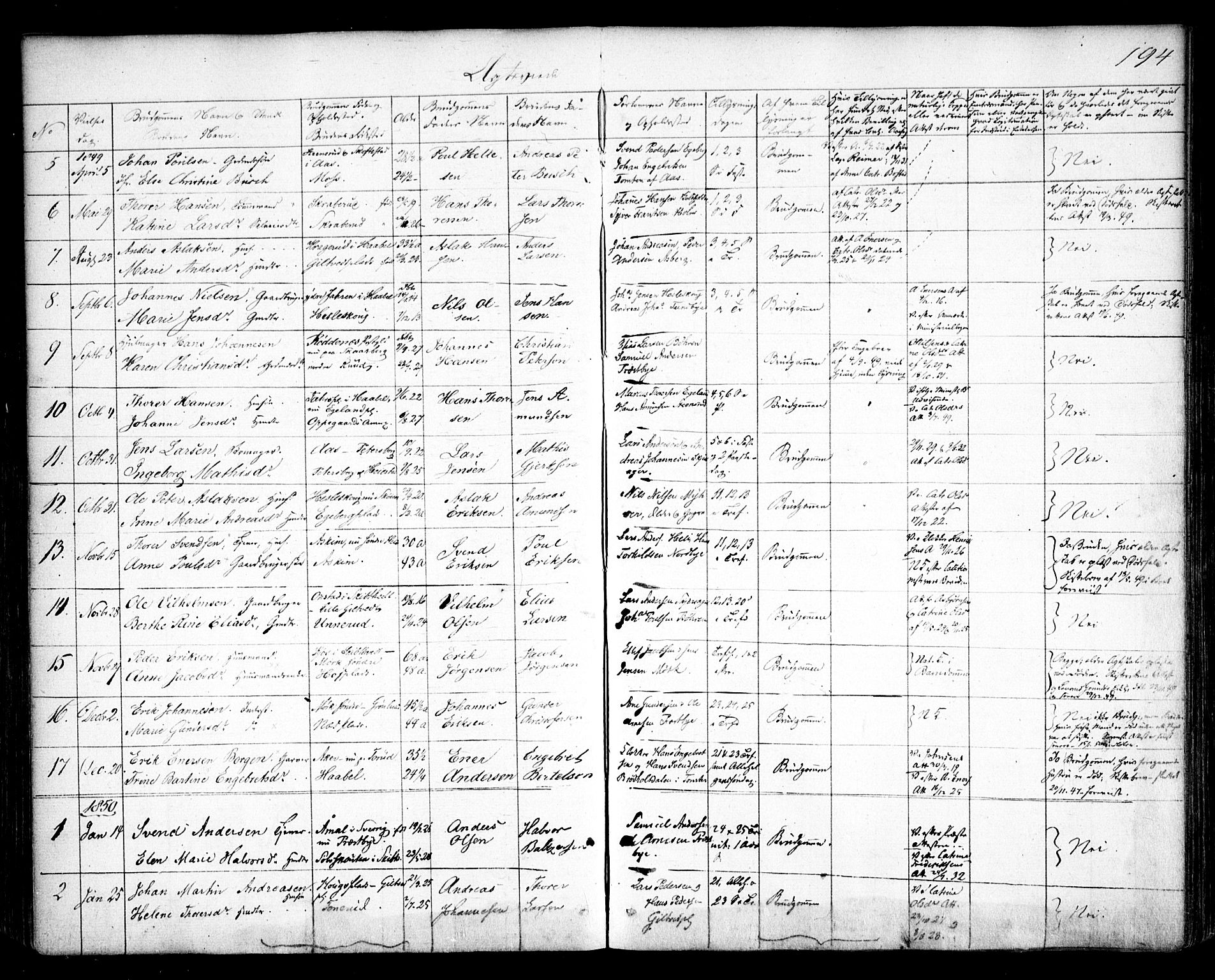 Spydeberg prestekontor Kirkebøker, SAO/A-10924/F/Fa/L0005: Parish register (official) no. I 5, 1842-1862, p. 194