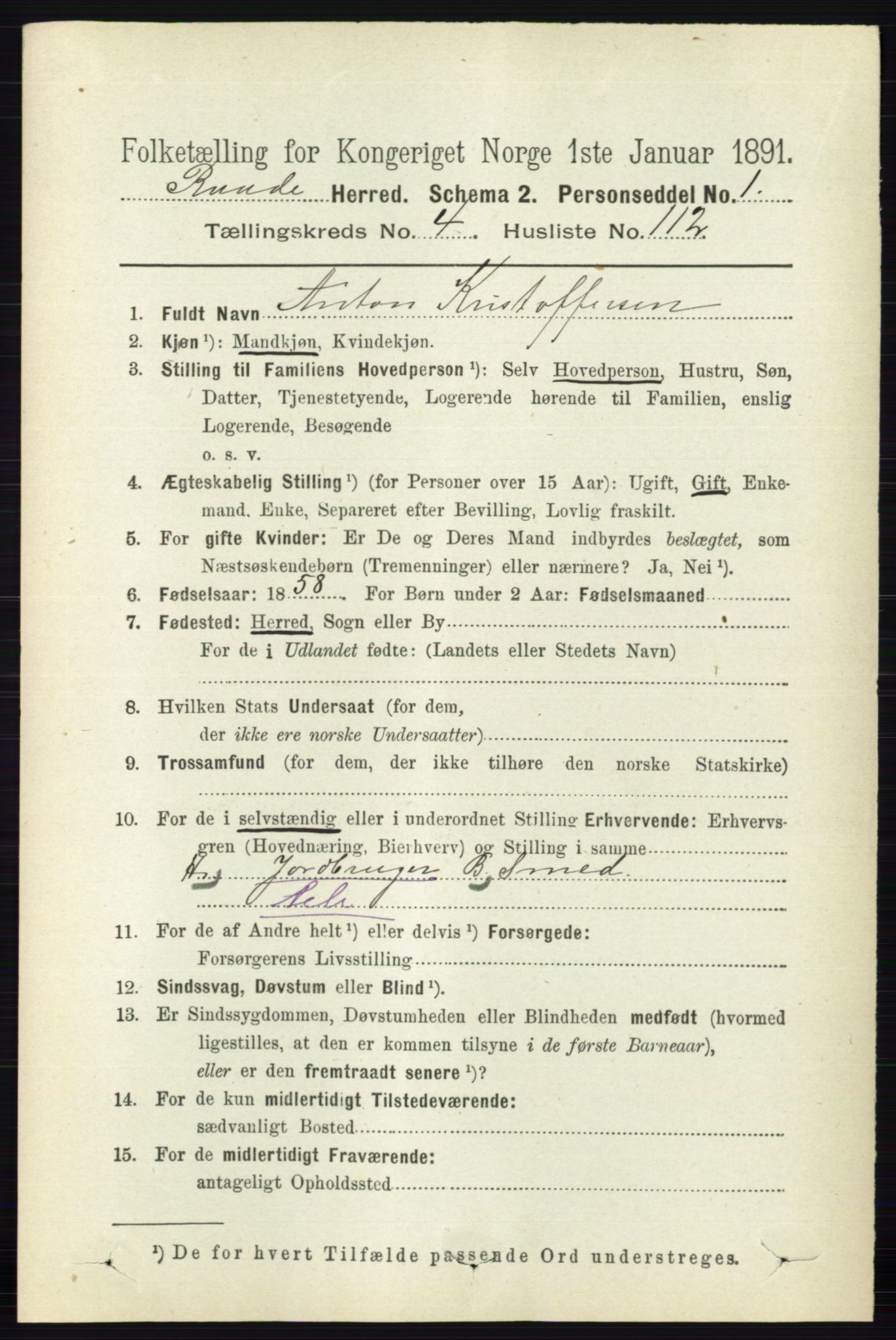 RA, 1891 census for 0135 Råde, 1891, p. 2503