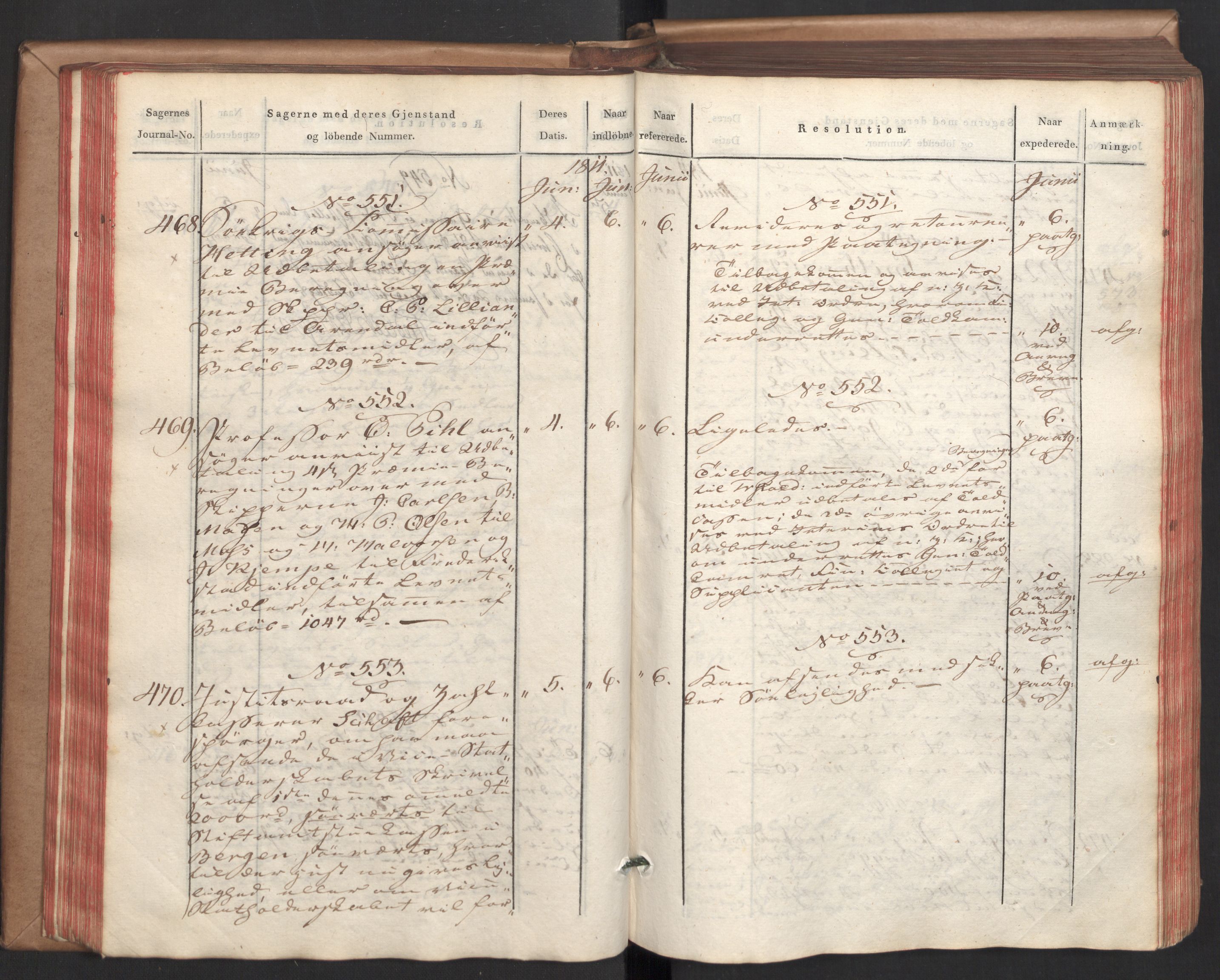 Stattholderembetet 1810-1814, 2. kontor (Kontor B), AV/RA-EA-5432/Ab/L0002: Referatprotokoll,  j.nr. 291-1001,  l.nr. 348-1179, 1811, p. 72