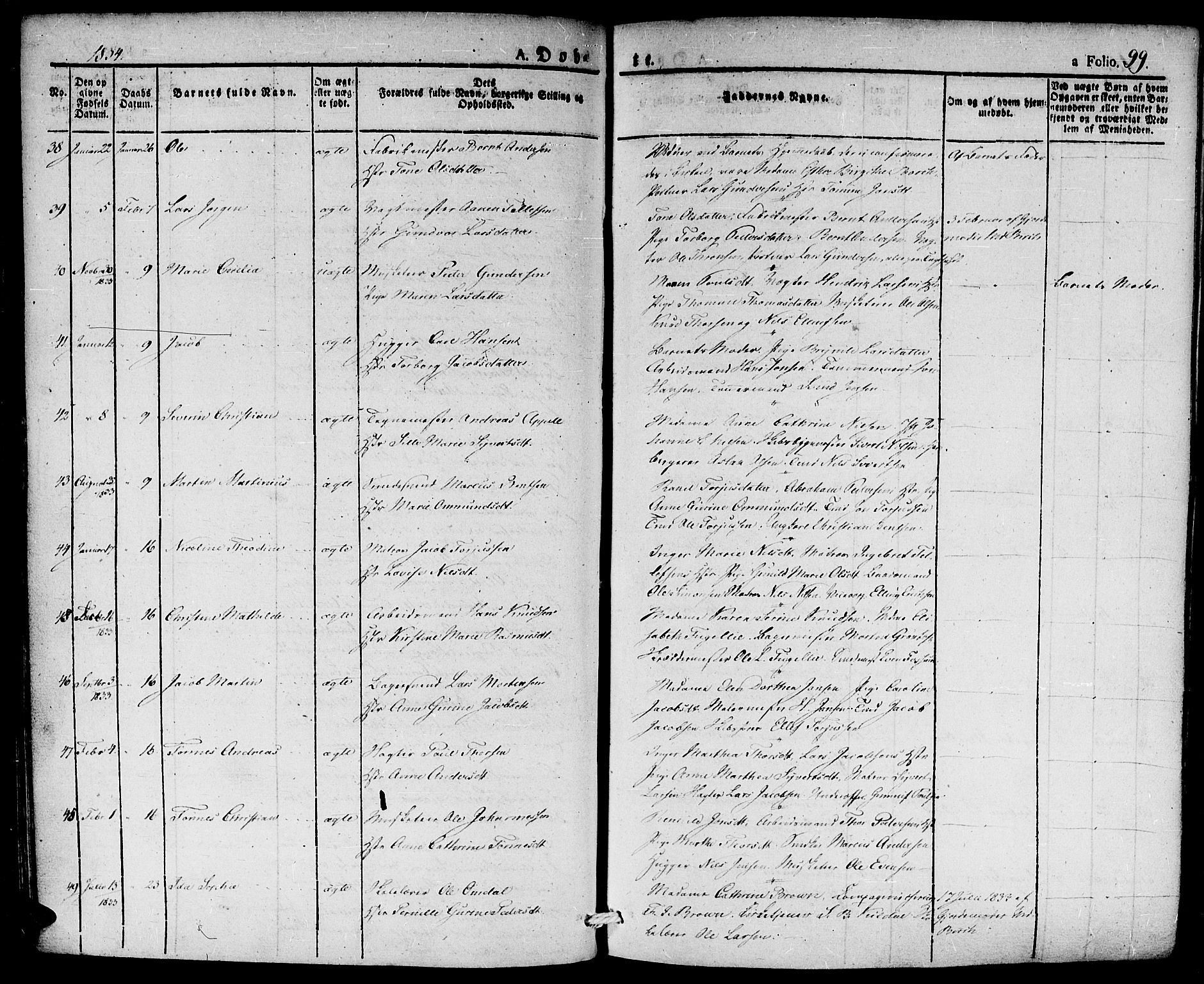 Kristiansand domprosti, AV/SAK-1112-0006/F/Fa/L0011: Parish register (official) no. A 11, 1827-1841, p. 99