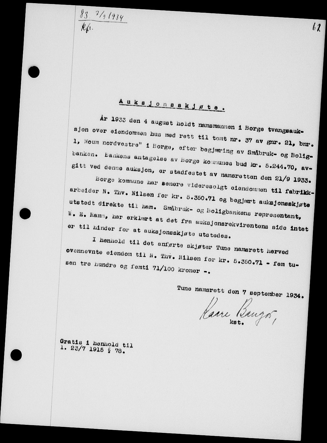 Tune sorenskriveri, SAO/A-10470/G/Gb/Gbb/L0004: Mortgage book no. II 20-24, 1933-1935, Deed date: 07.09.1934