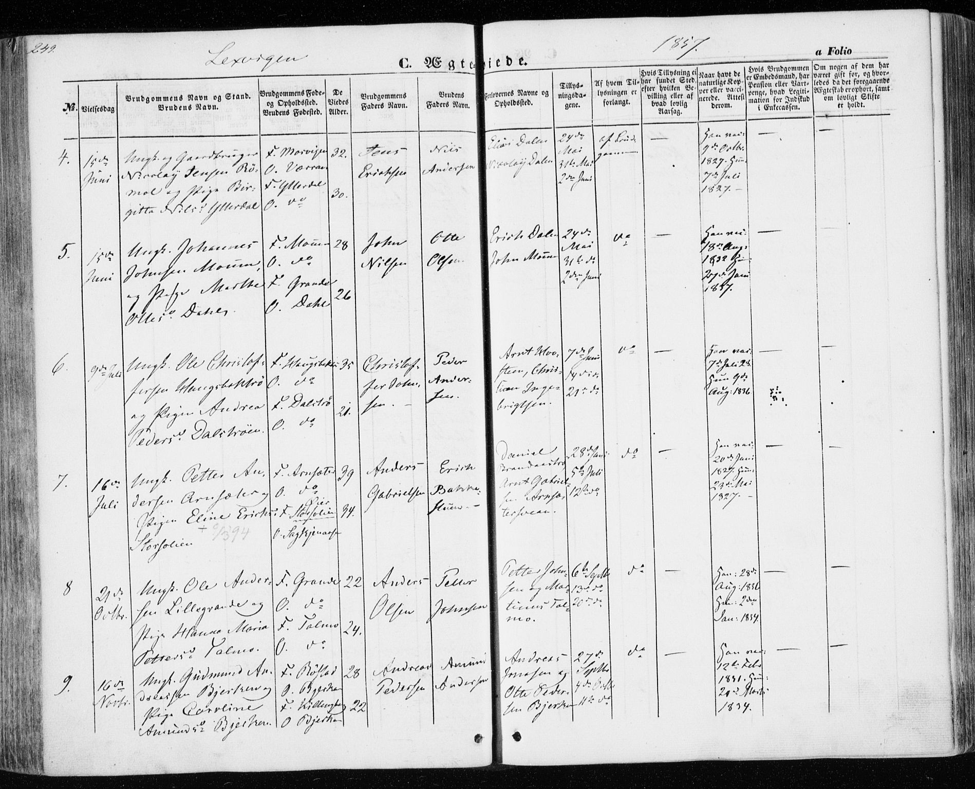 Ministerialprotokoller, klokkerbøker og fødselsregistre - Nord-Trøndelag, SAT/A-1458/701/L0008: Parish register (official) no. 701A08 /1, 1854-1863, p. 249