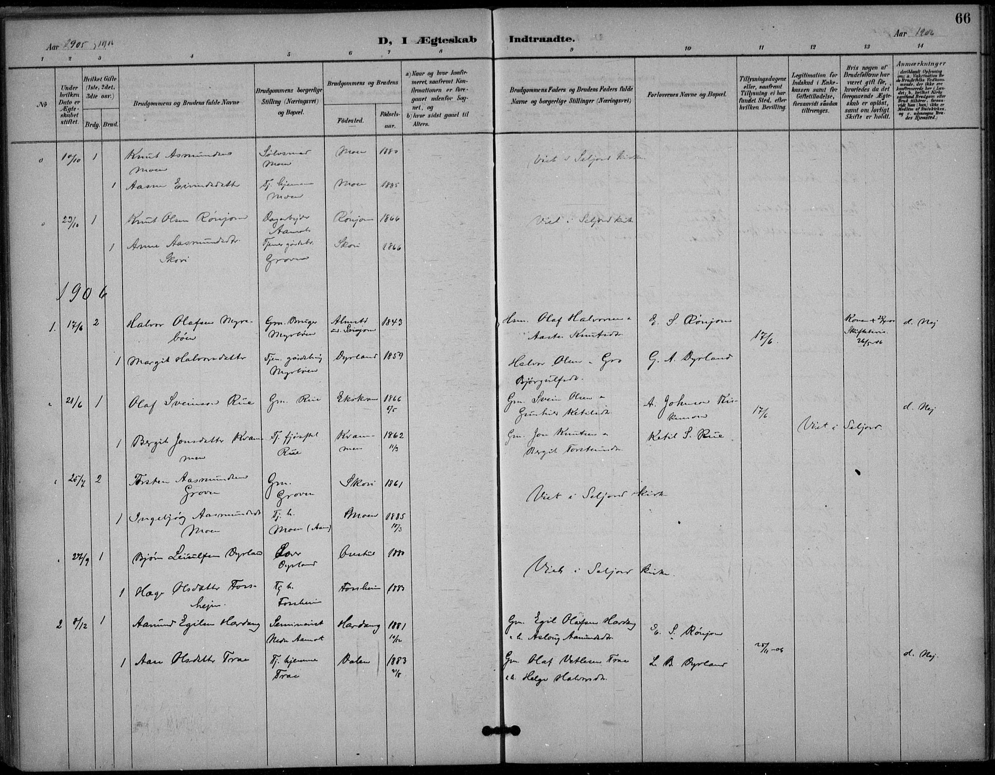 Seljord kirkebøker, SAKO/A-20/F/Fc/L0002: Parish register (official) no. III 2, 1887-1920, p. 66