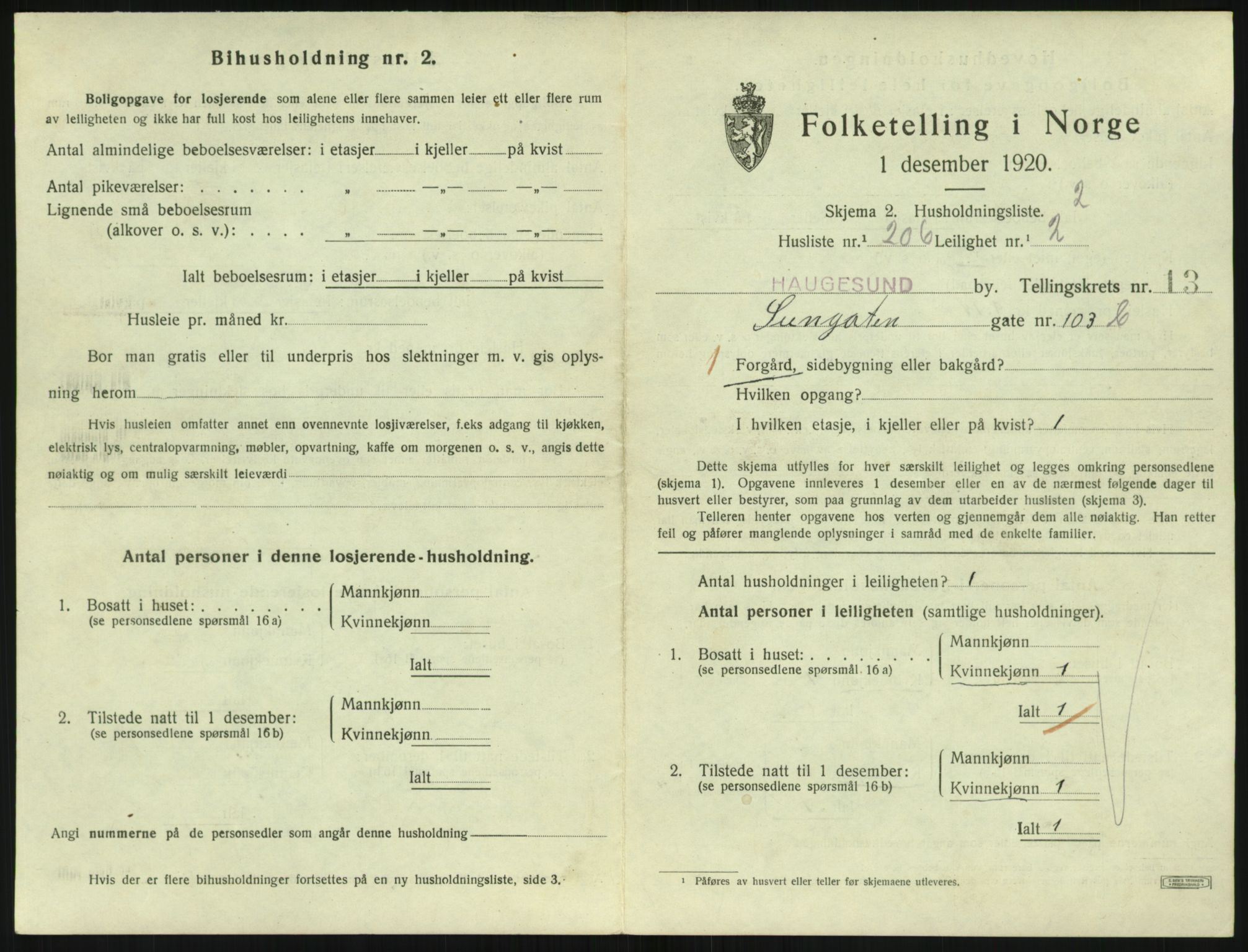 SAST, 1920 census for Haugesund, 1920, p. 11493