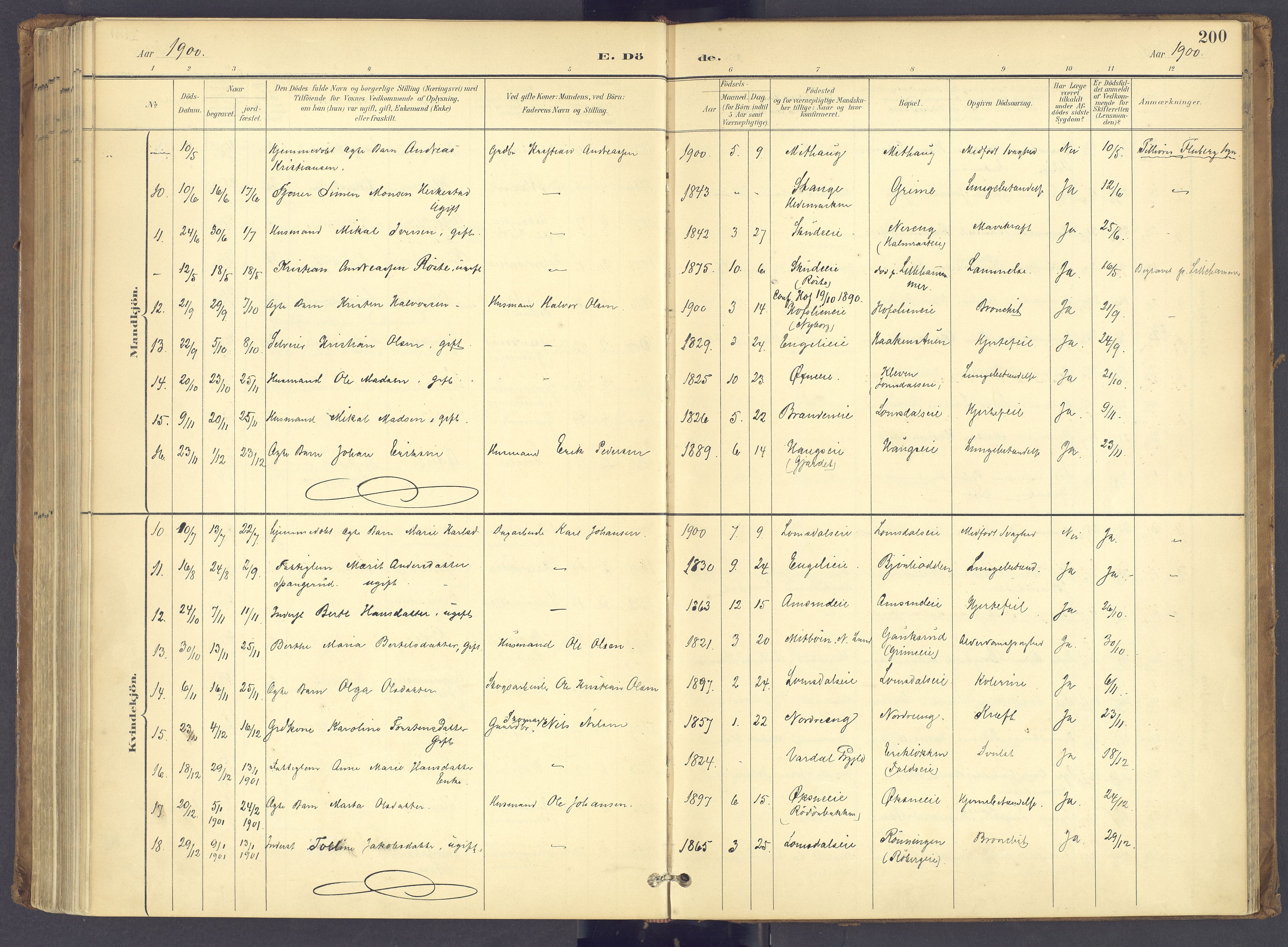 Søndre Land prestekontor, SAH/PREST-122/K/L0006: Parish register (official) no. 6, 1895-1904, p. 200