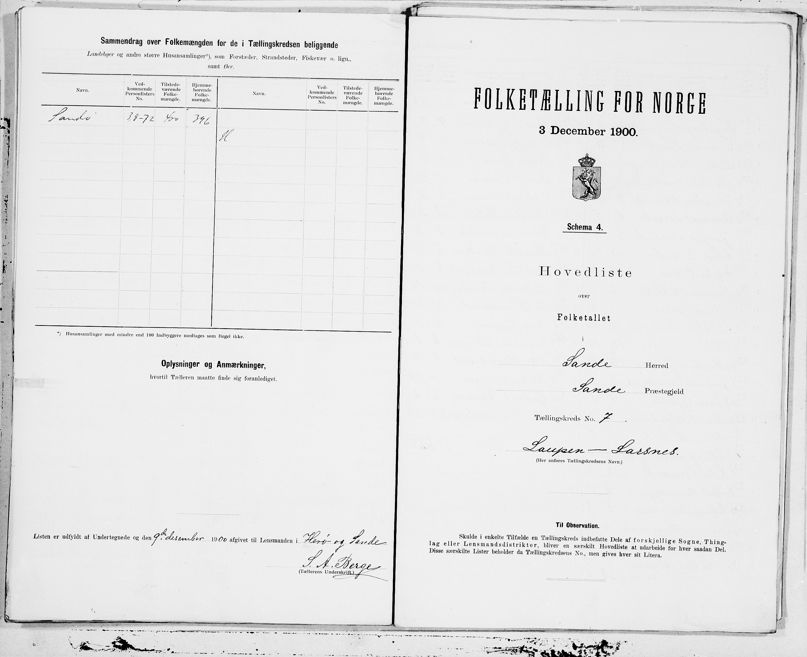 SAT, 1900 census for Sande, 1900, p. 14