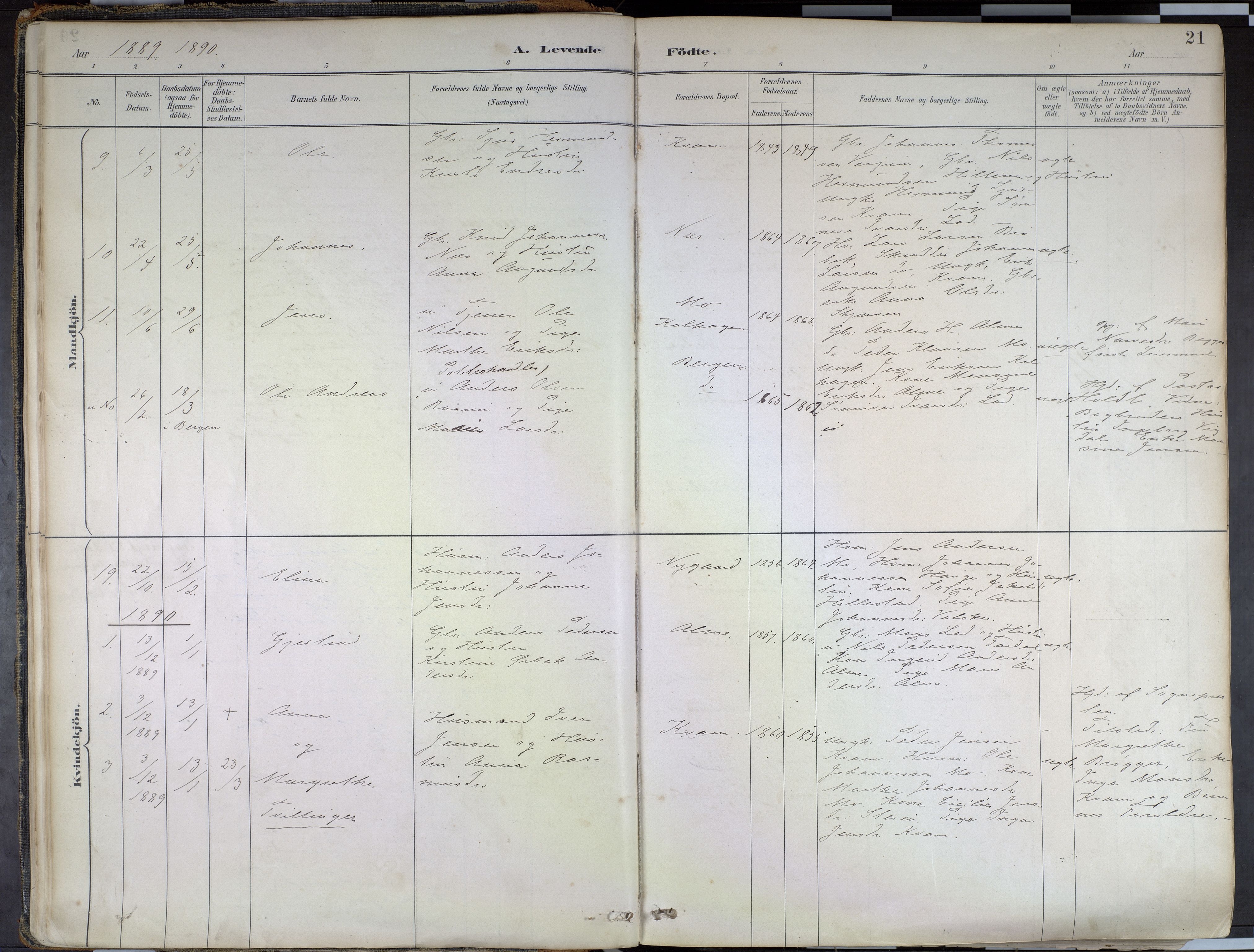 Hafslo sokneprestembete, AV/SAB-A-80301/H/Haa/Haab/L0001: Parish register (official) no. B 1, 1886-1945, p. 21