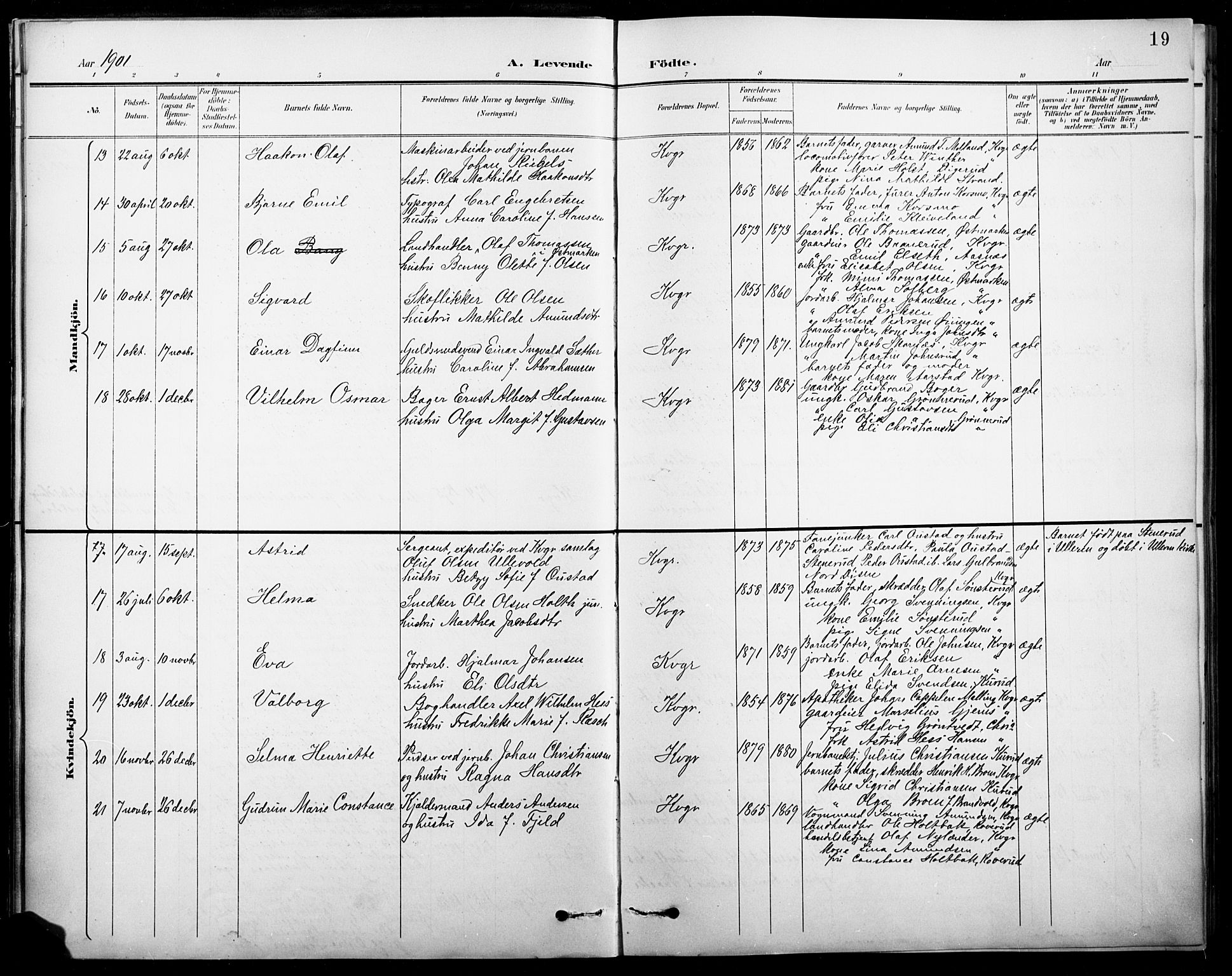 Vinger prestekontor, AV/SAH-PREST-024/H/Ha/Hab/L0005: Parish register (copy) no. 5, 1895-1920, p. 19