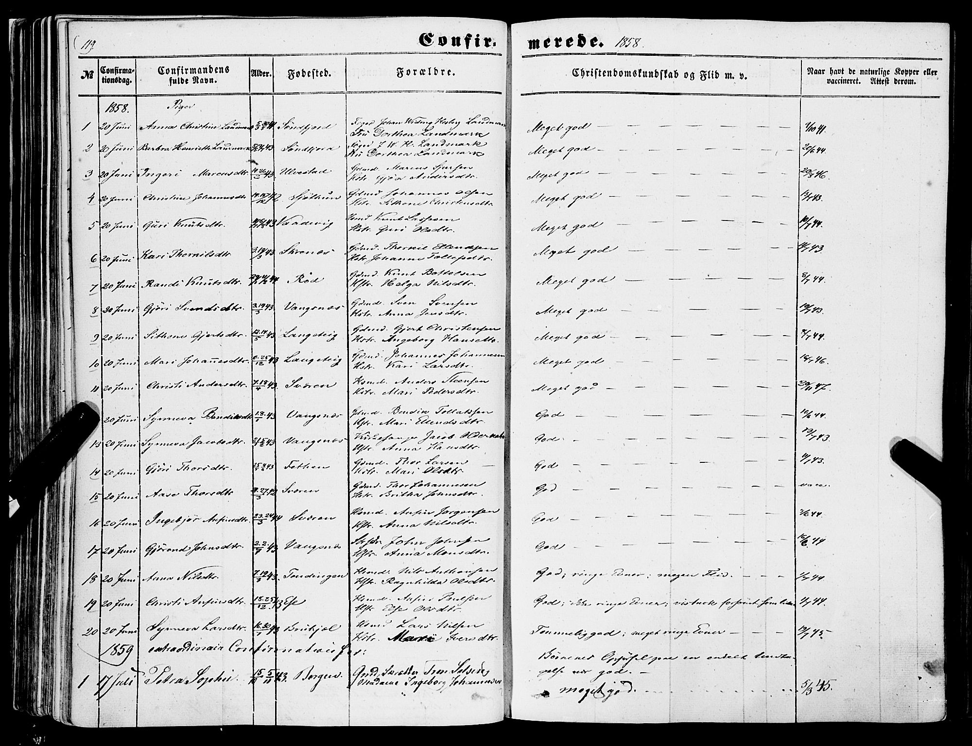 Balestrand sokneprestembete, AV/SAB-A-79601/H/Haa/Haaa/L0002: Parish register (official) no. A 2, 1847-1866, p. 119