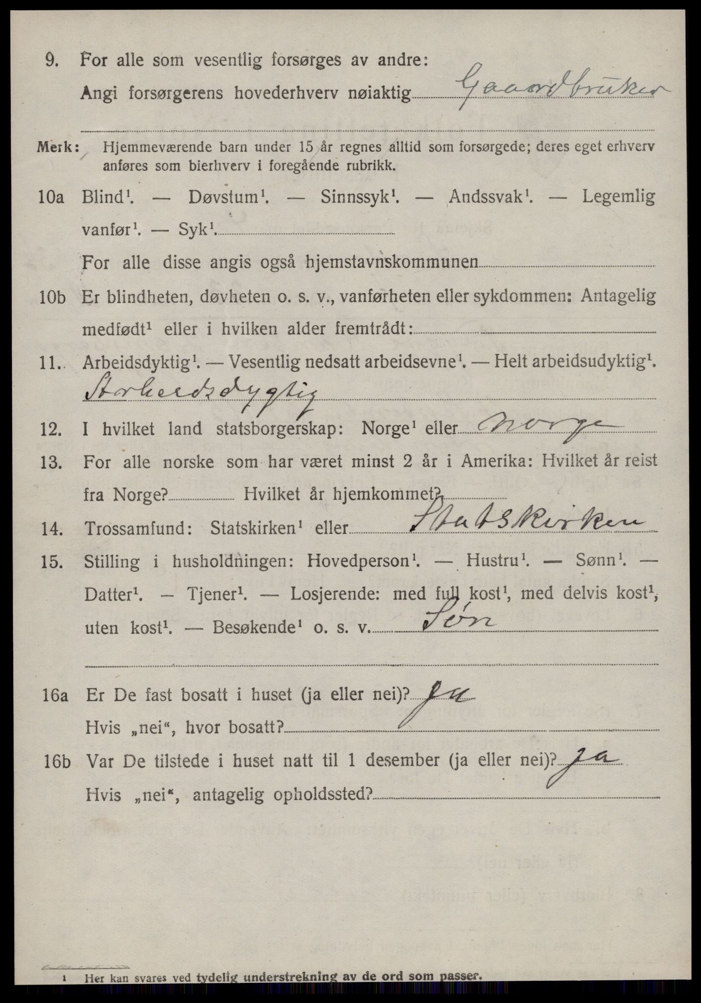 SAT, 1920 census for Sande (MR), 1920, p. 2707