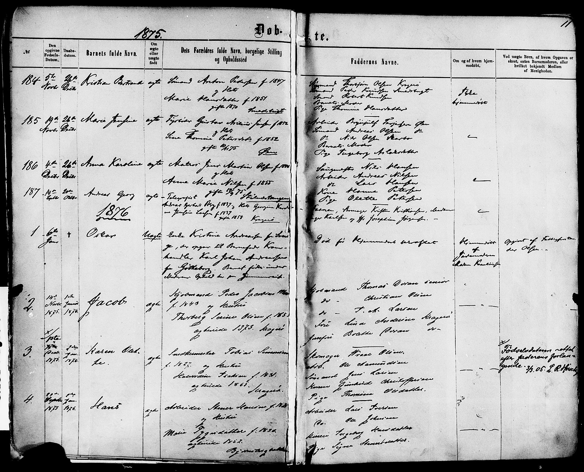 Kragerø kirkebøker, SAKO/A-278/F/Fa/L0011: Parish register (official) no. 11, 1875-1886, p. 11