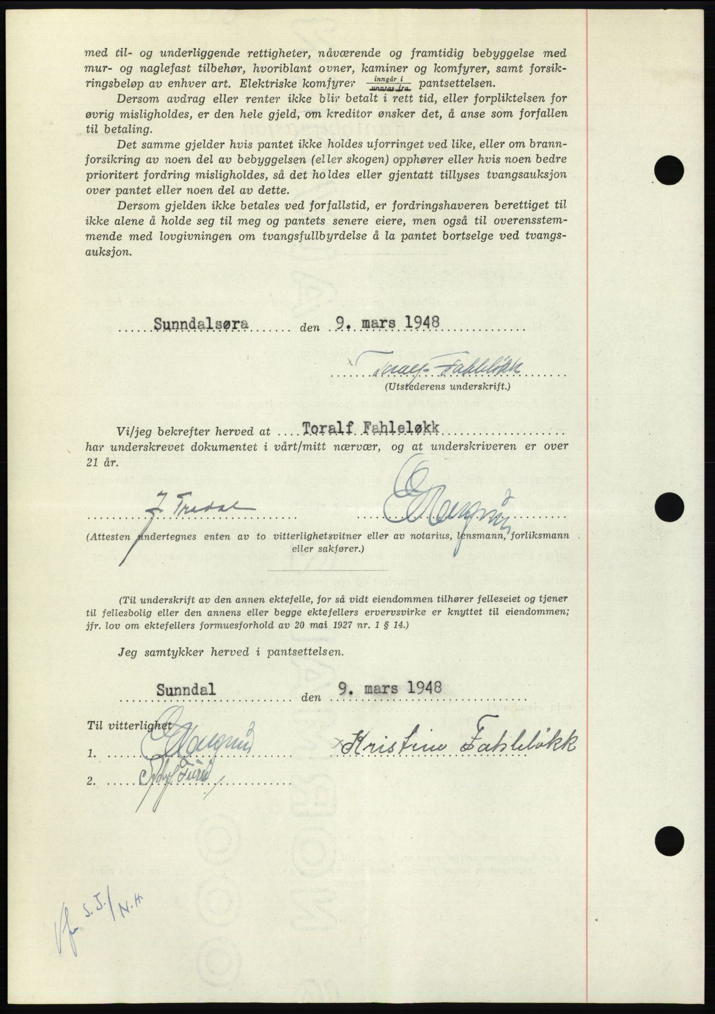 Nordmøre sorenskriveri, AV/SAT-A-4132/1/2/2Ca: Mortgage book no. B98, 1948-1948, Diary no: : 711/1948