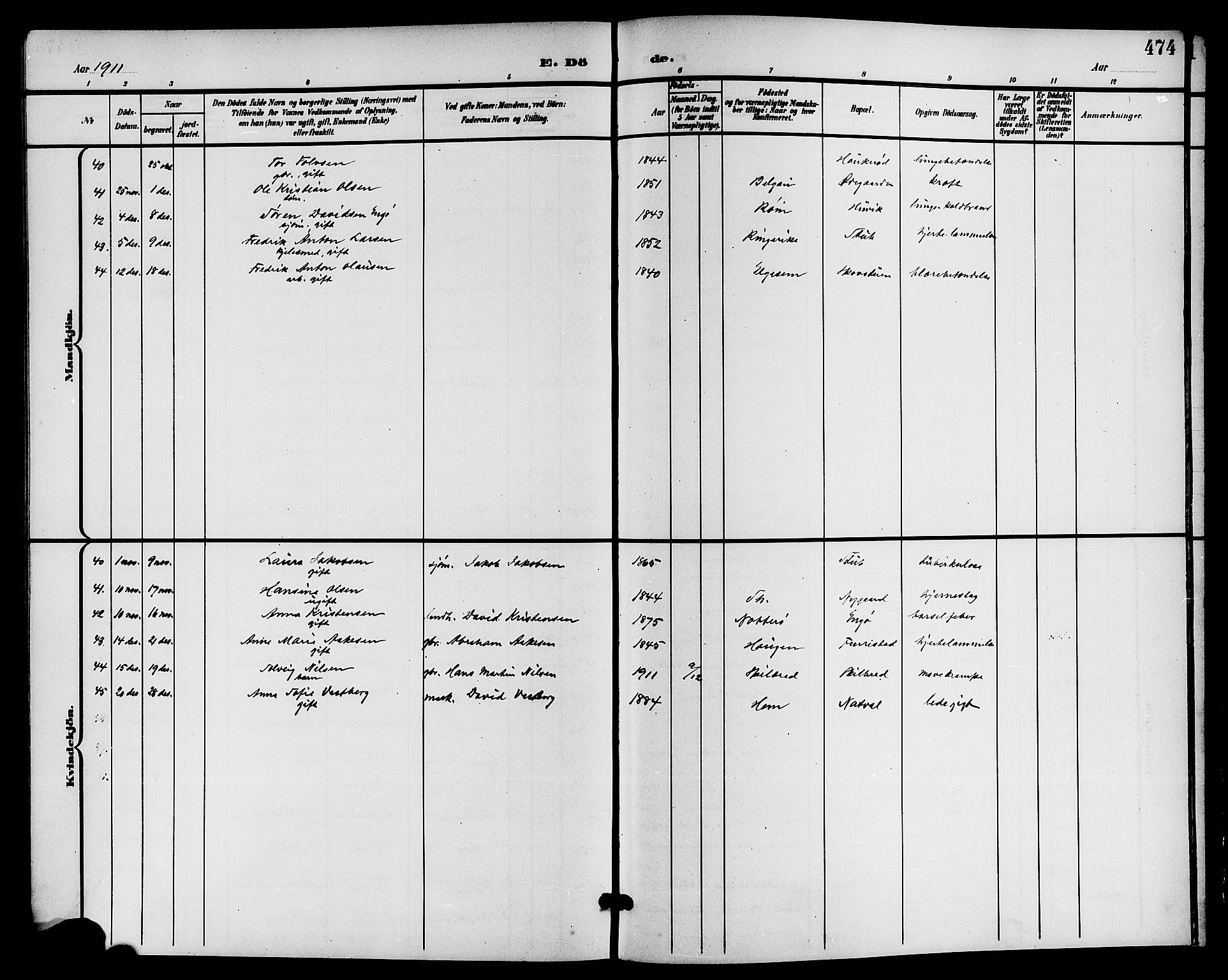 Sandar kirkebøker, AV/SAKO-A-243/G/Ga/L0002: Parish register (copy) no. 2, 1900-1915, p. 474