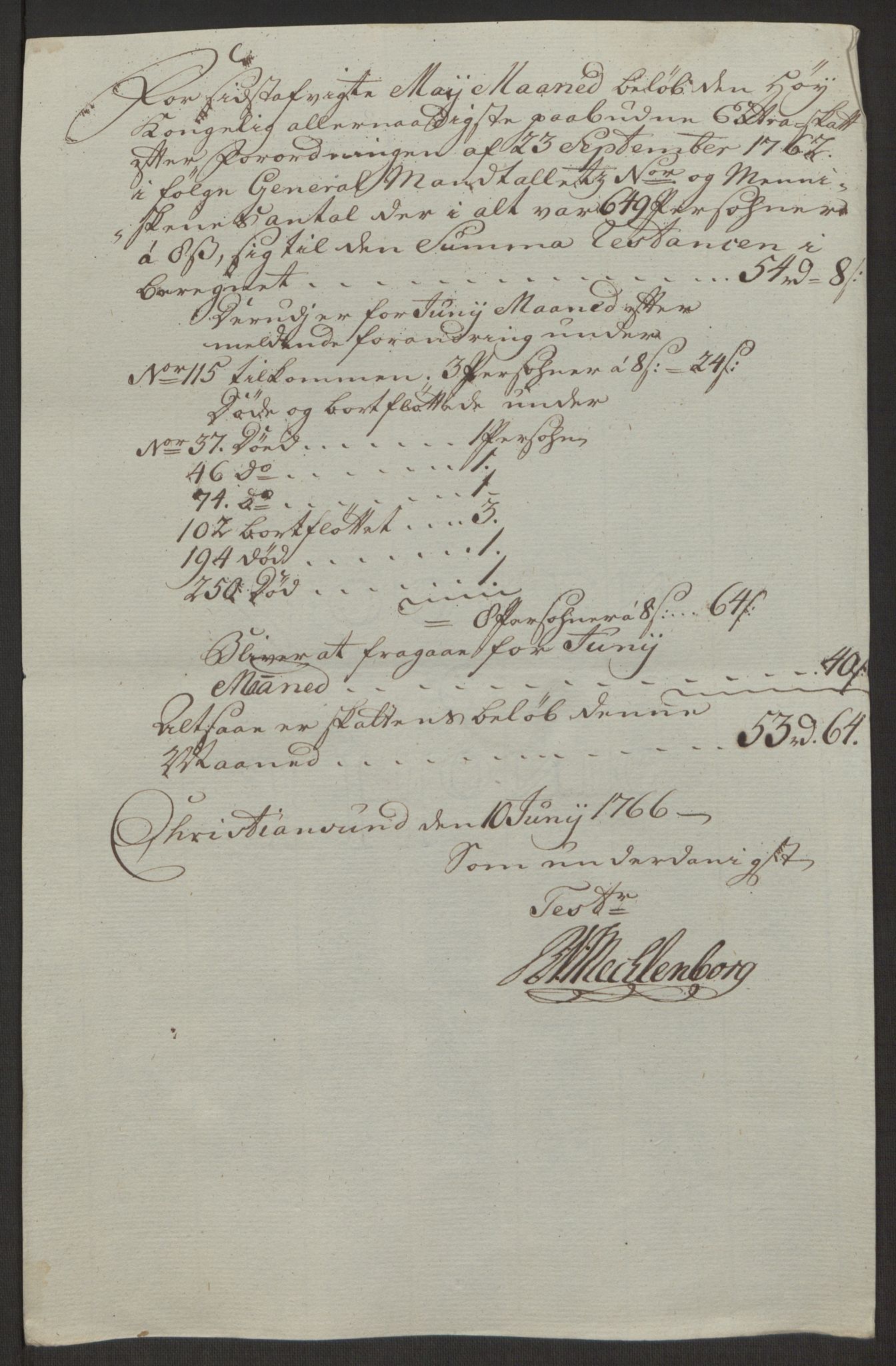 Rentekammeret inntil 1814, Reviderte regnskaper, Byregnskaper, AV/RA-EA-4066/R/Rr/L0495/0004: [R1] Kontribusjonsregnskap / Ekstraskatt, 1762-1772, p. 123