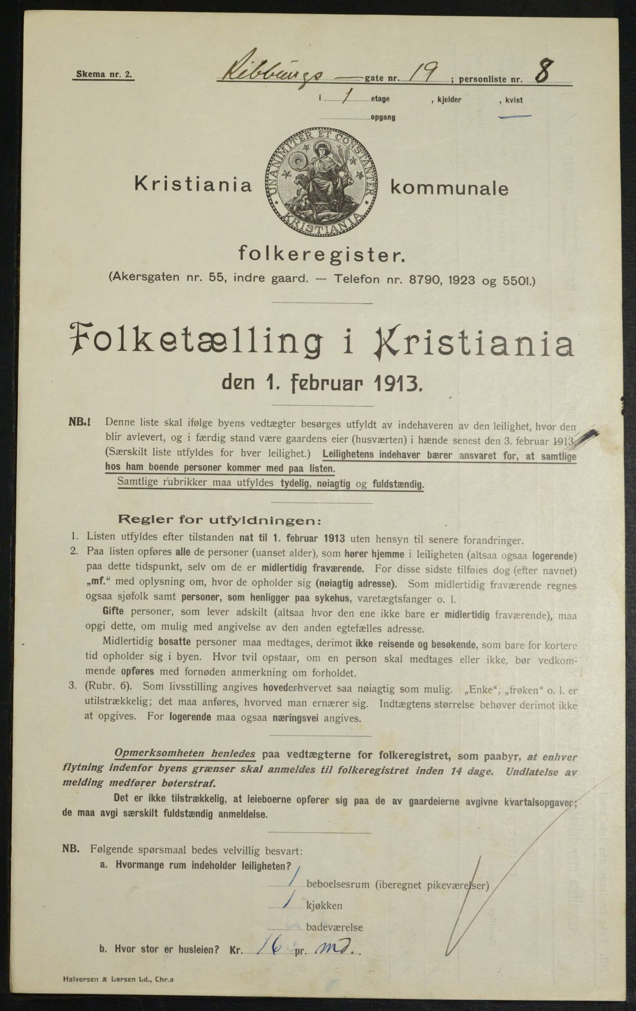 OBA, Municipal Census 1913 for Kristiania, 1913, p. 83034