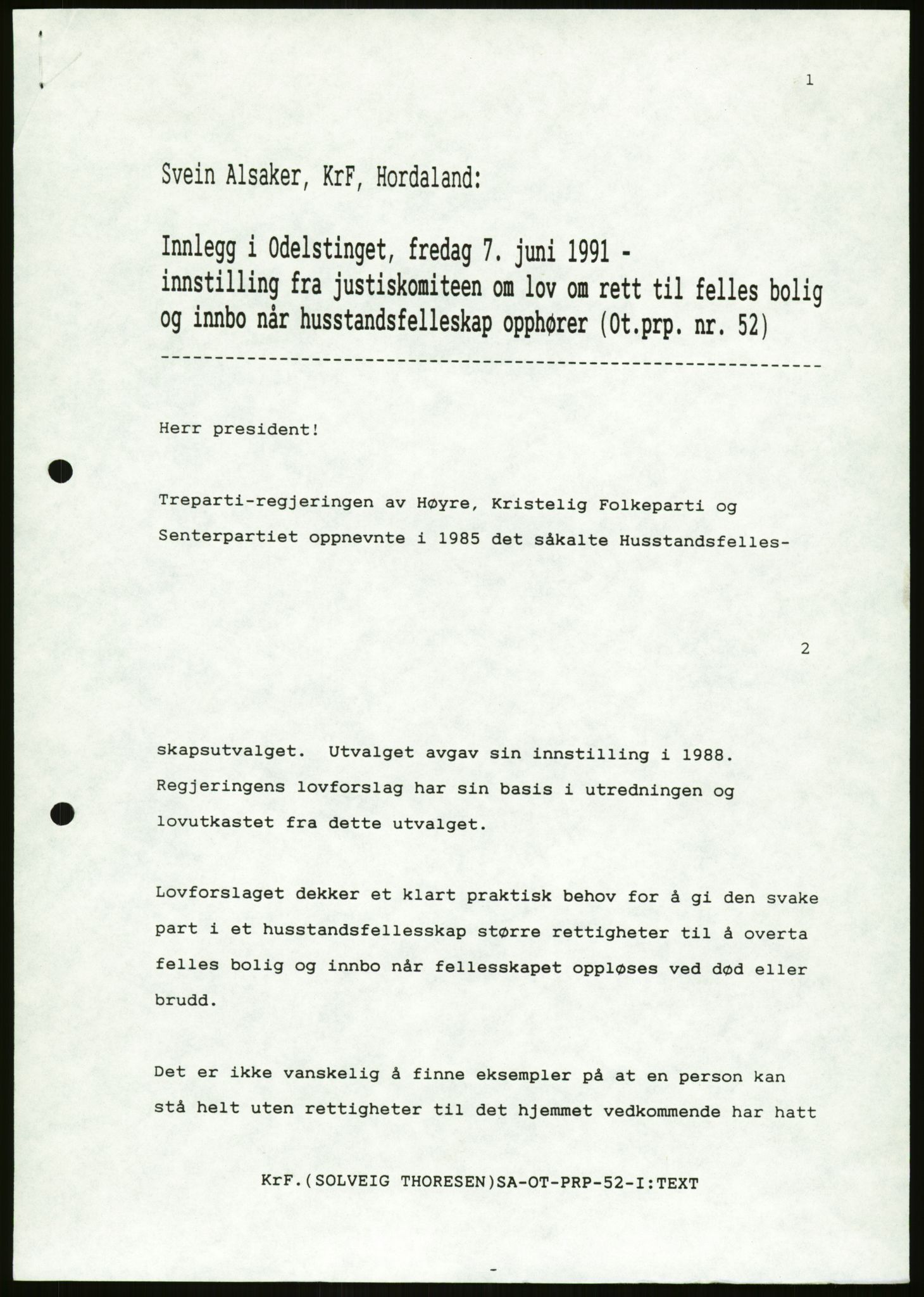 Det Norske Forbundet av 1948/Landsforeningen for Lesbisk og Homofil Frigjøring, RA/PA-1216/D/Da/L0001: Partnerskapsloven, 1990-1993, p. 253