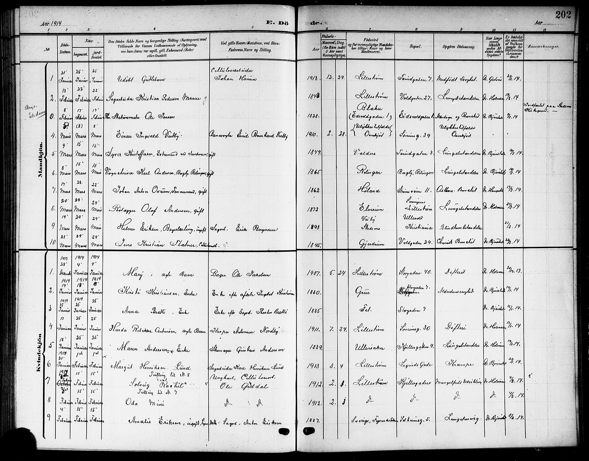 Skedsmo prestekontor Kirkebøker, SAO/A-10033a/G/Gc/L0001: Parish register (copy) no. III 1, 1908-1916, p. 202