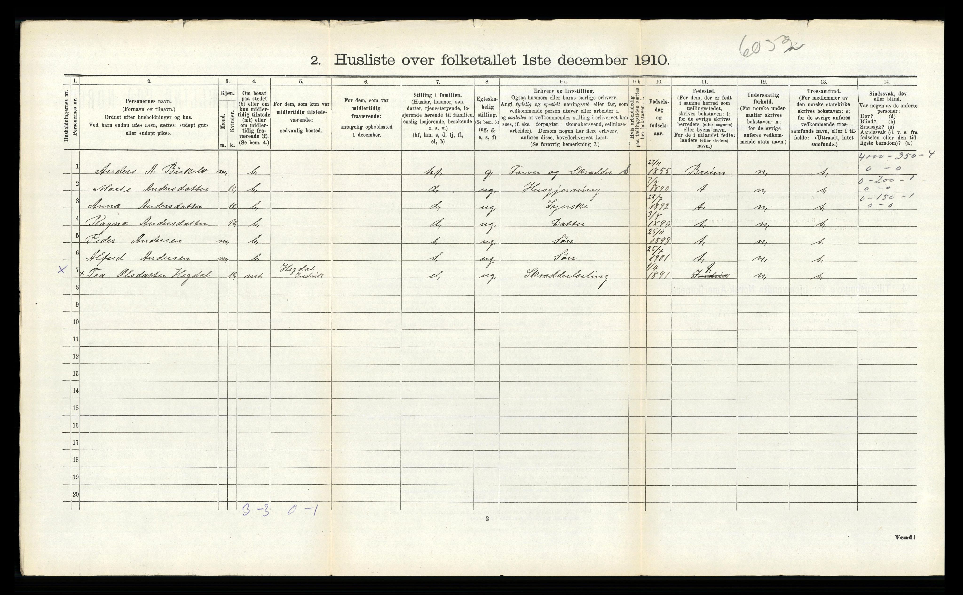 RA, 1910 census for Innvik, 1910, p. 1003