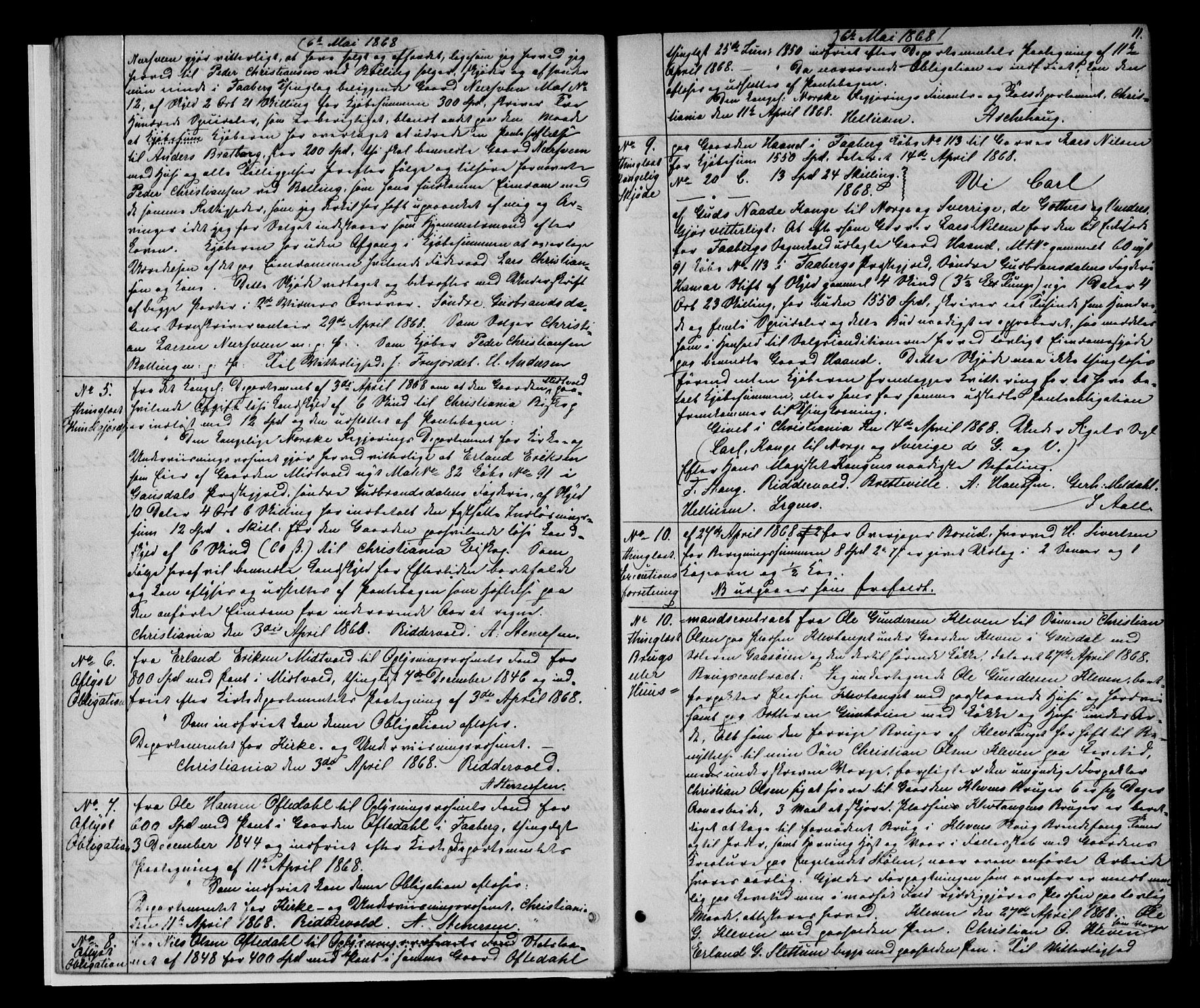 Sør-Gudbrandsdal tingrett, AV/SAH-TING-004/H/Hb/Hba/L0014: Mortgage book no. I 14, 1868-1873, p. 10-11