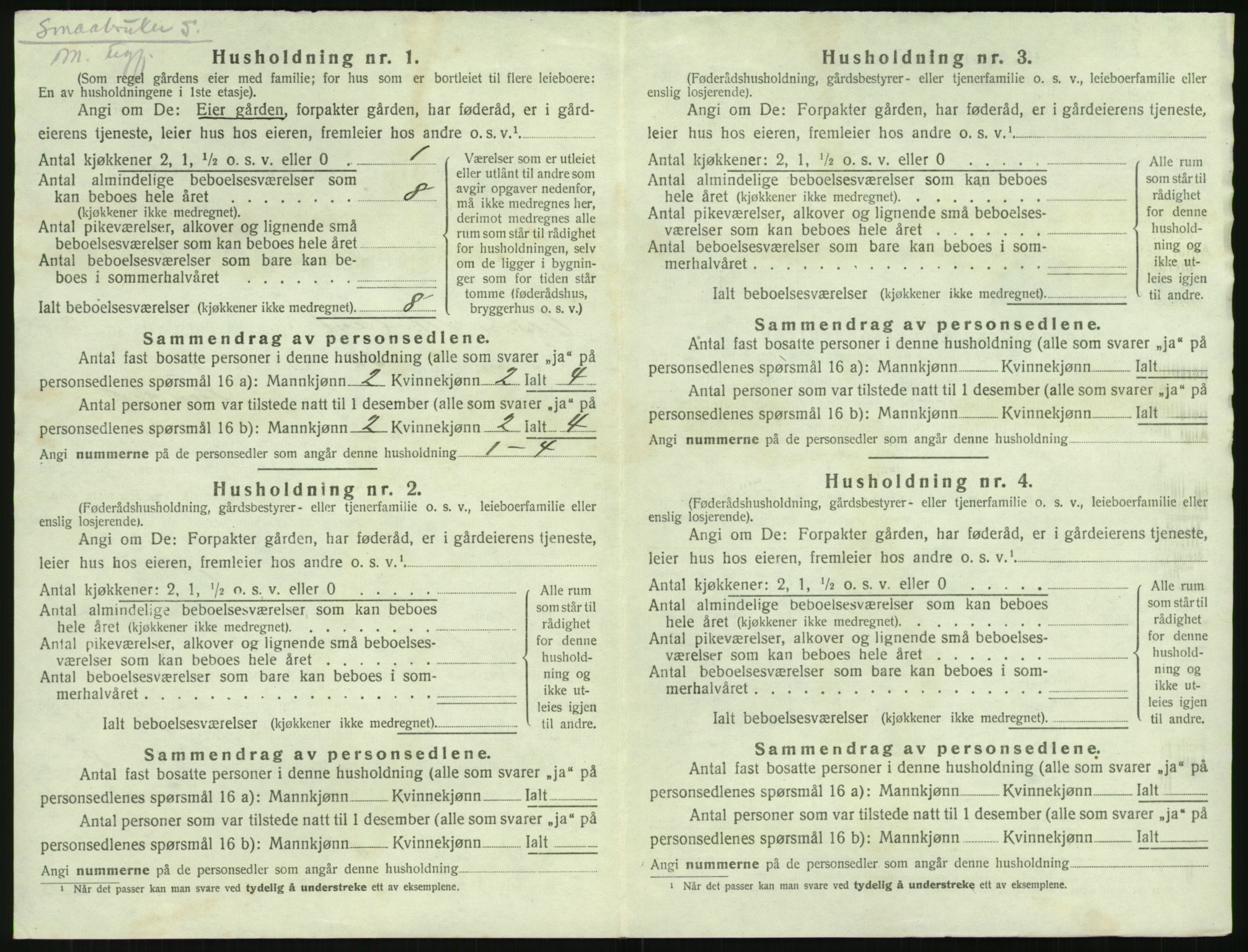 SAK, 1920 census for Vestre Moland, 1920, p. 526