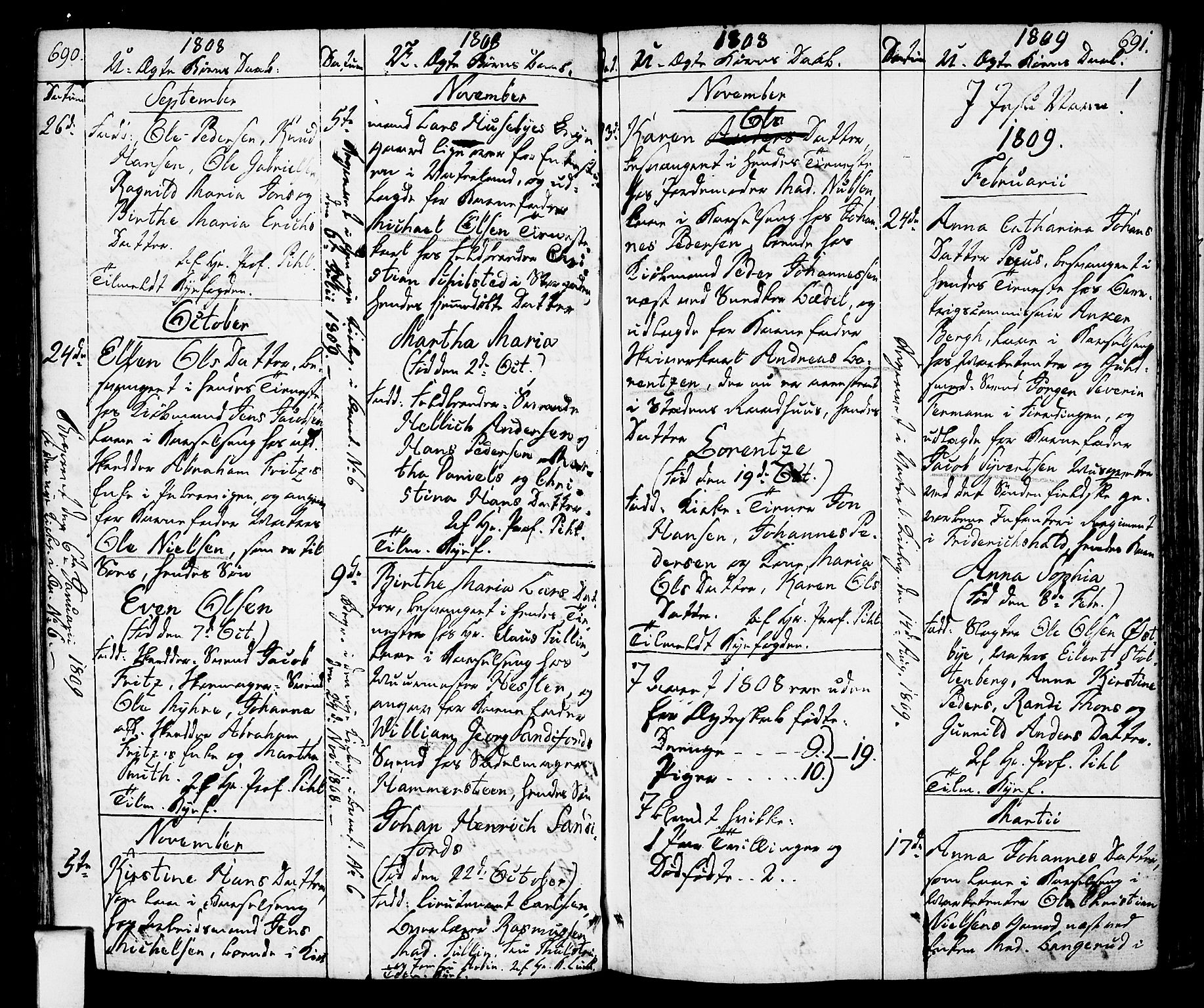 Oslo domkirke Kirkebøker, SAO/A-10752/F/Fa/L0006: Parish register (official) no. 6, 1807-1817, p. 690-691