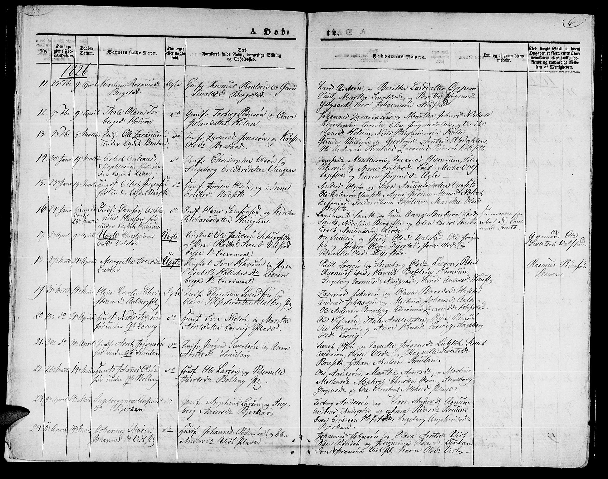 Ministerialprotokoller, klokkerbøker og fødselsregistre - Nord-Trøndelag, AV/SAT-A-1458/735/L0336: Parish register (official) no. 735A05 /1, 1825-1835, p. 6