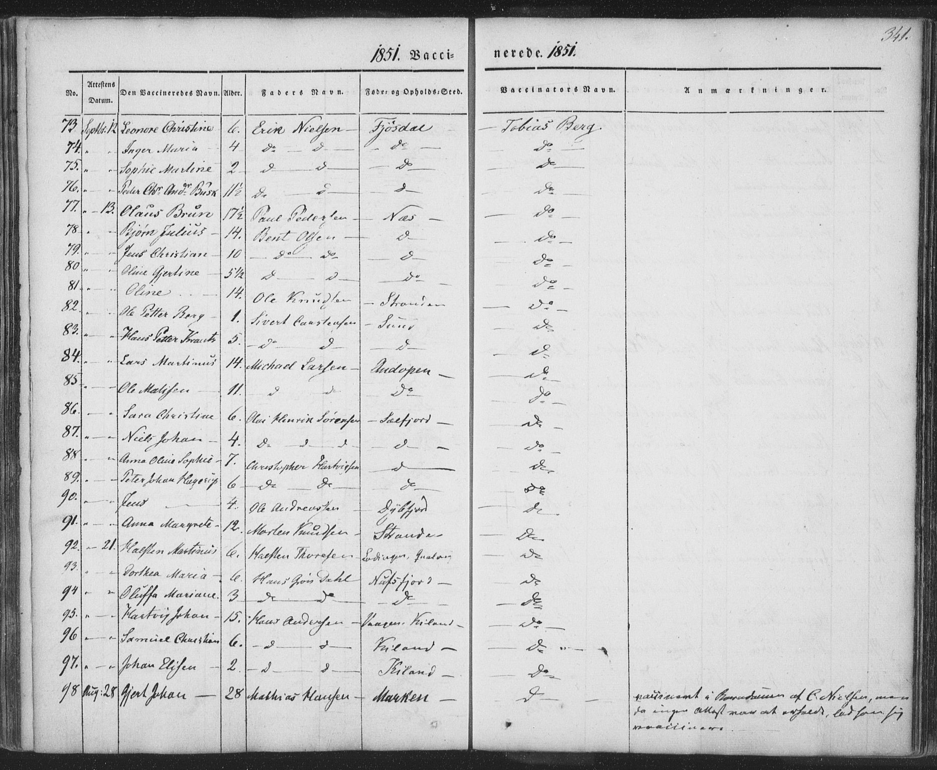 Ministerialprotokoller, klokkerbøker og fødselsregistre - Nordland, AV/SAT-A-1459/885/L1202: Parish register (official) no. 885A03, 1838-1859, p. 341