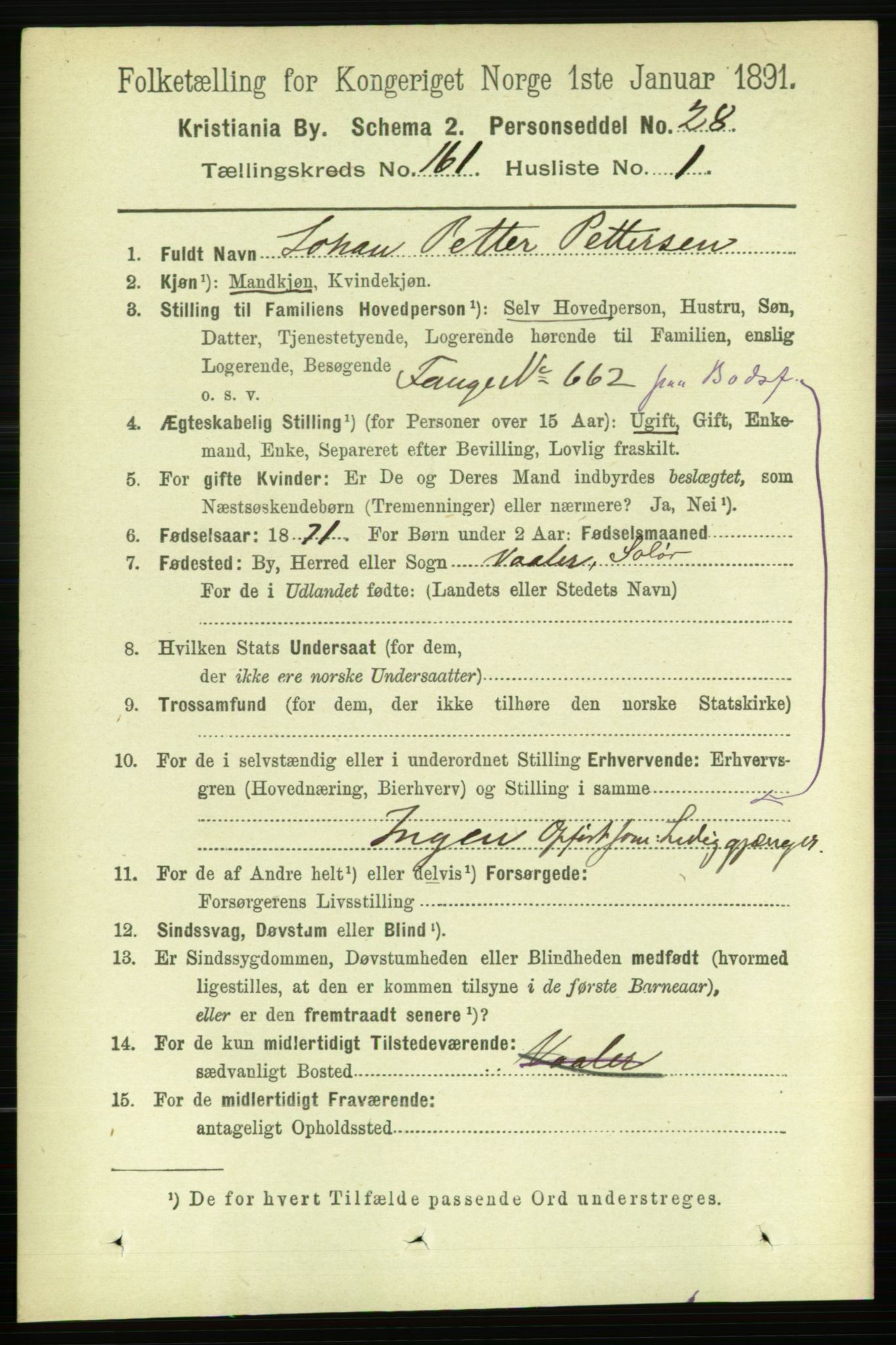 RA, 1891 census for 0301 Kristiania, 1891, p. 91446