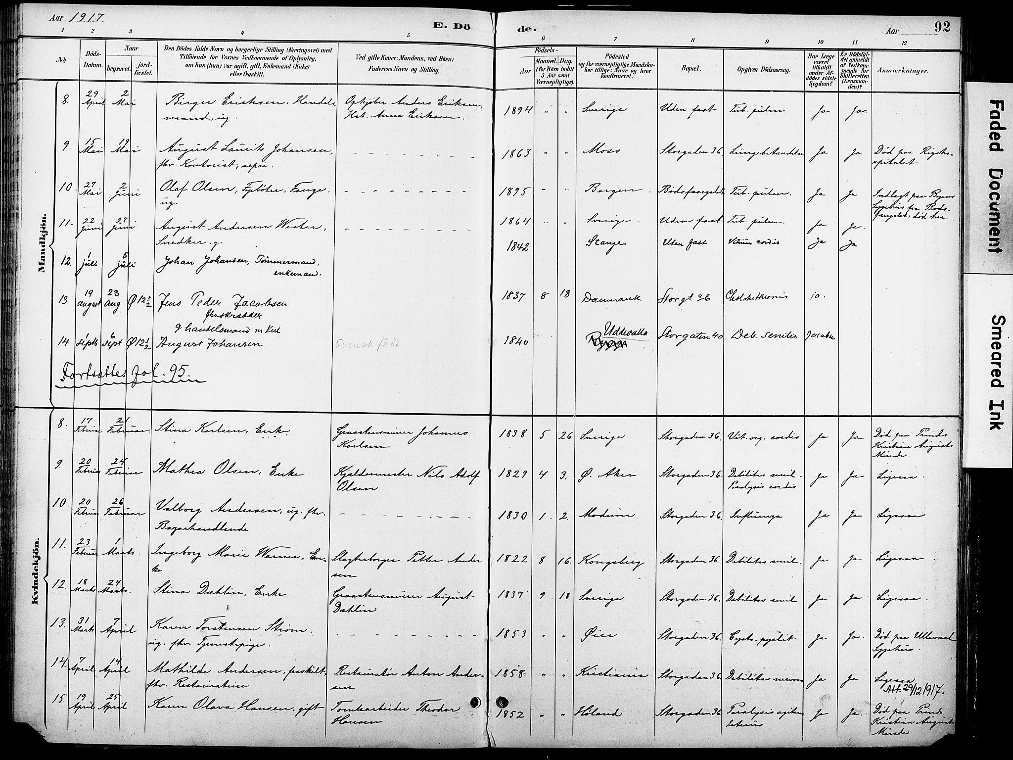 Krohgstøtten sykehusprest Kirkebøker, AV/SAO-A-10854/F/Fa/L0003: Parish register (official) no. 3, 1890-1935, p. 92