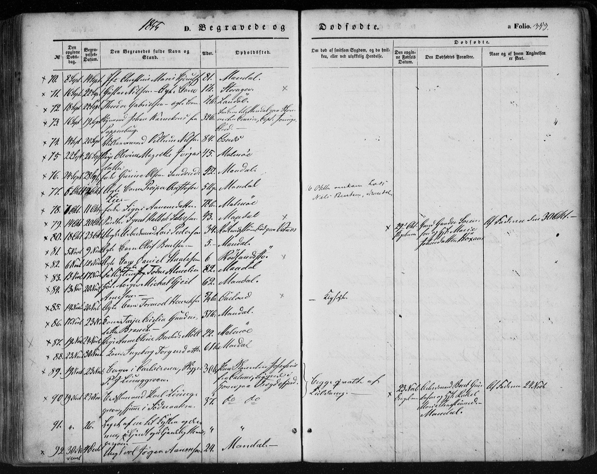 Mandal sokneprestkontor, AV/SAK-1111-0030/F/Fa/Faa/L0013: Parish register (official) no. A 13, 1847-1859, p. 353