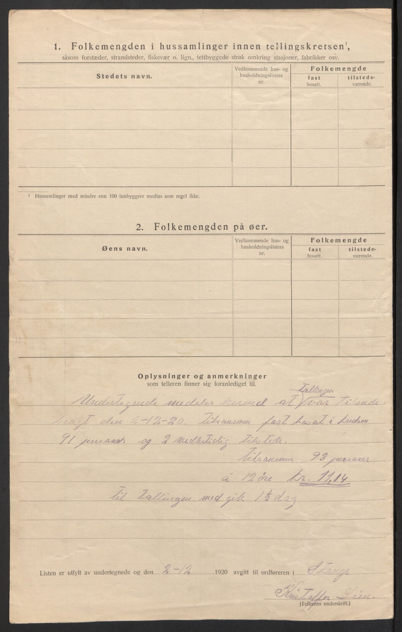 SAH, 1920 census for Stange, 1920, p. 58