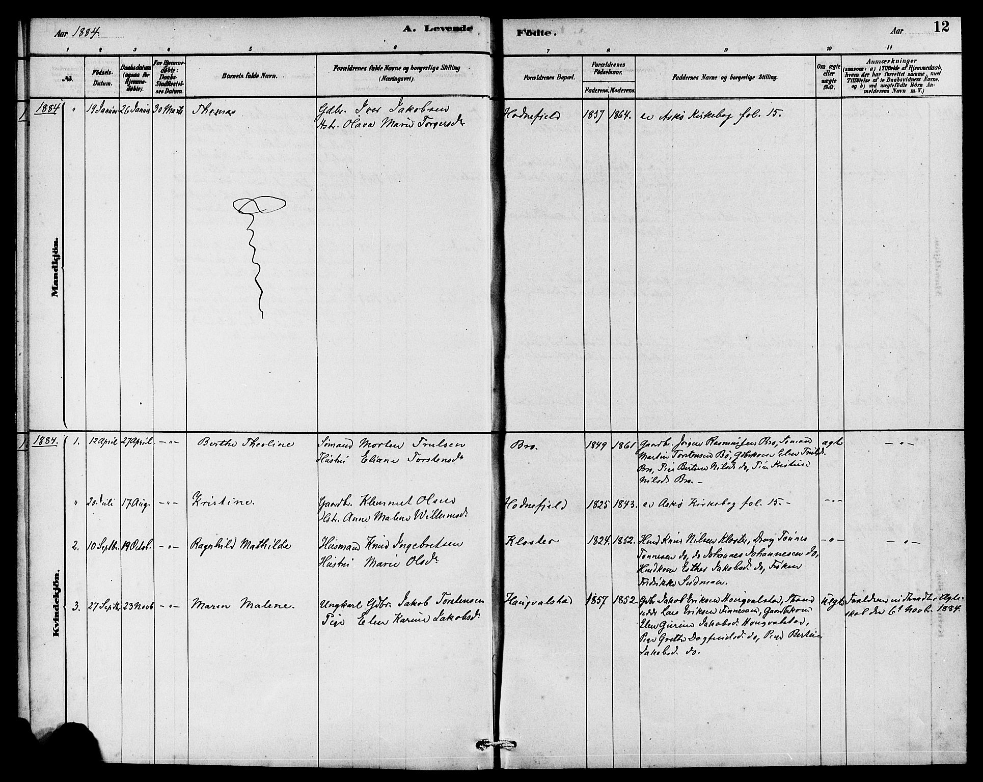 Rennesøy sokneprestkontor, SAST/A -101827/H/Ha/Haa/L0010: Parish register (official) no. A 10, 1878-1890, p. 12