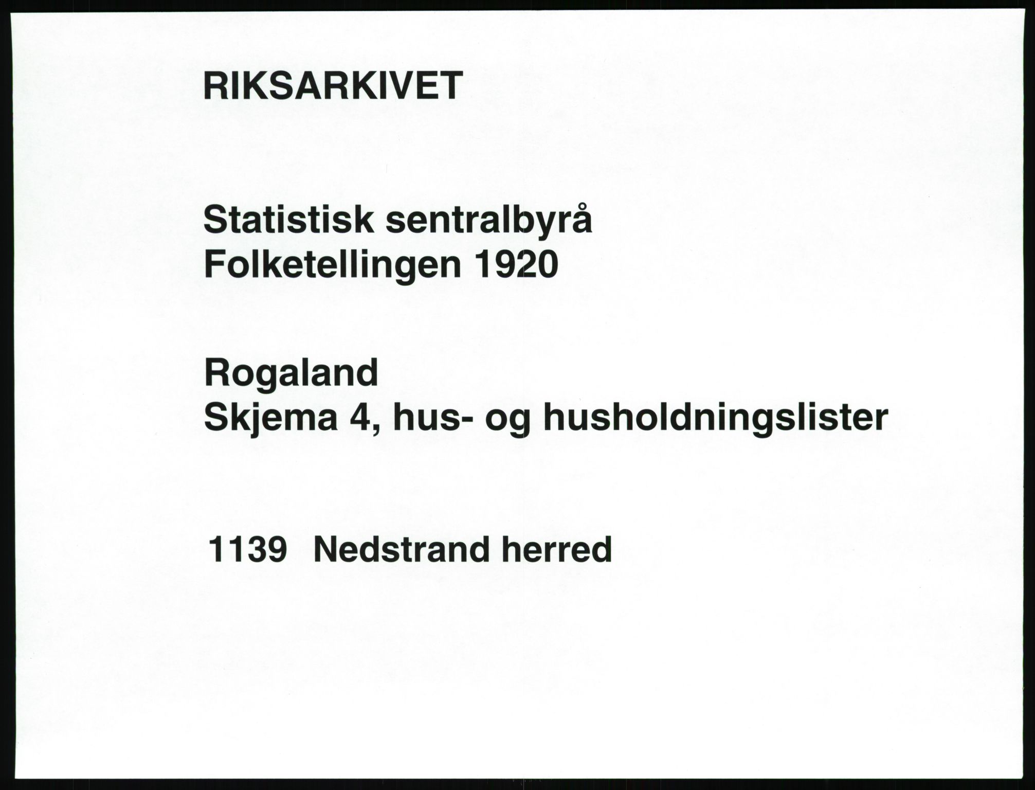 SAST, 1920 census for Nedstrand, 1920, p. 41