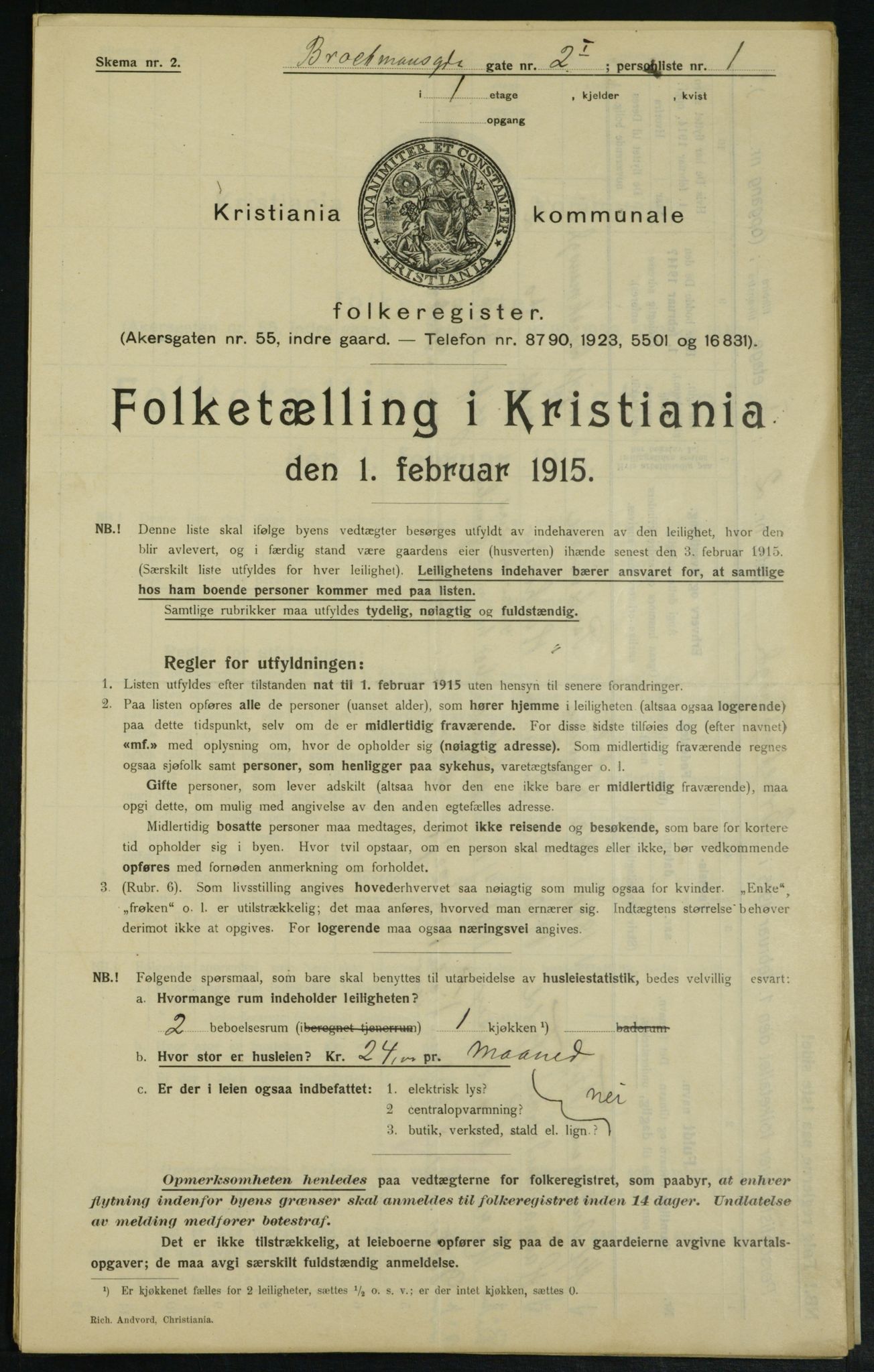 OBA, Municipal Census 1915 for Kristiania, 1915, p. 9554