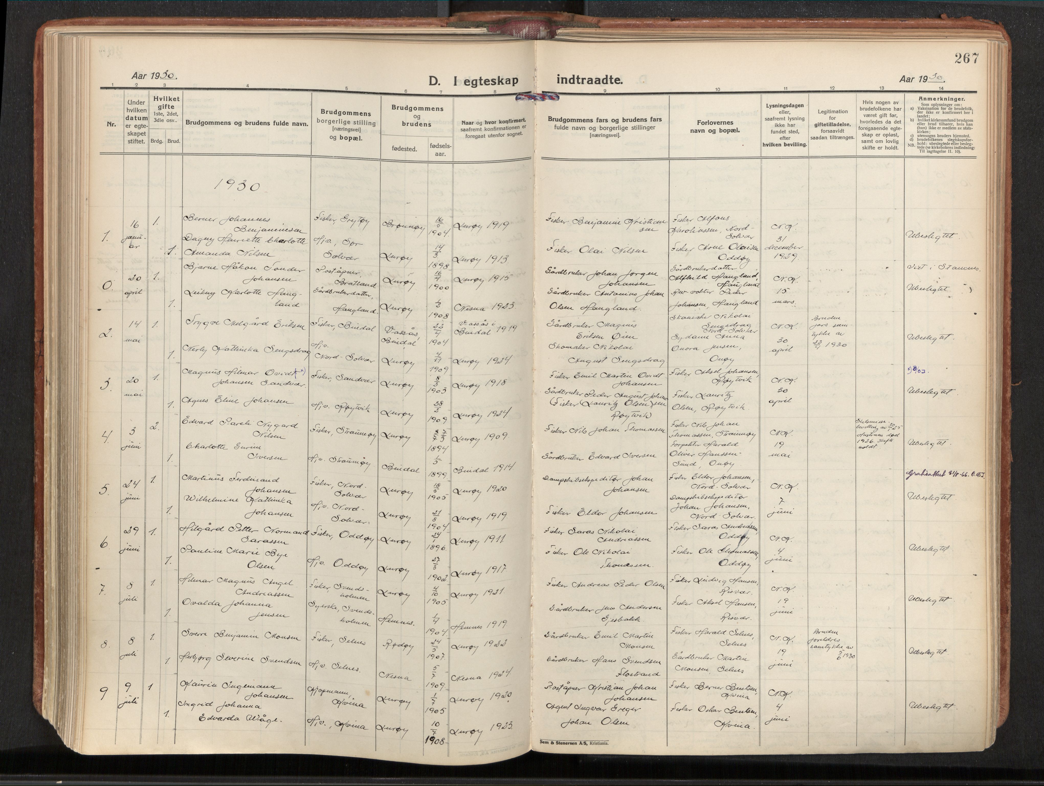 Ministerialprotokoller, klokkerbøker og fødselsregistre - Nordland, SAT/A-1459/839/L0570: Parish register (official) no. 839A07, 1923-1942, p. 267