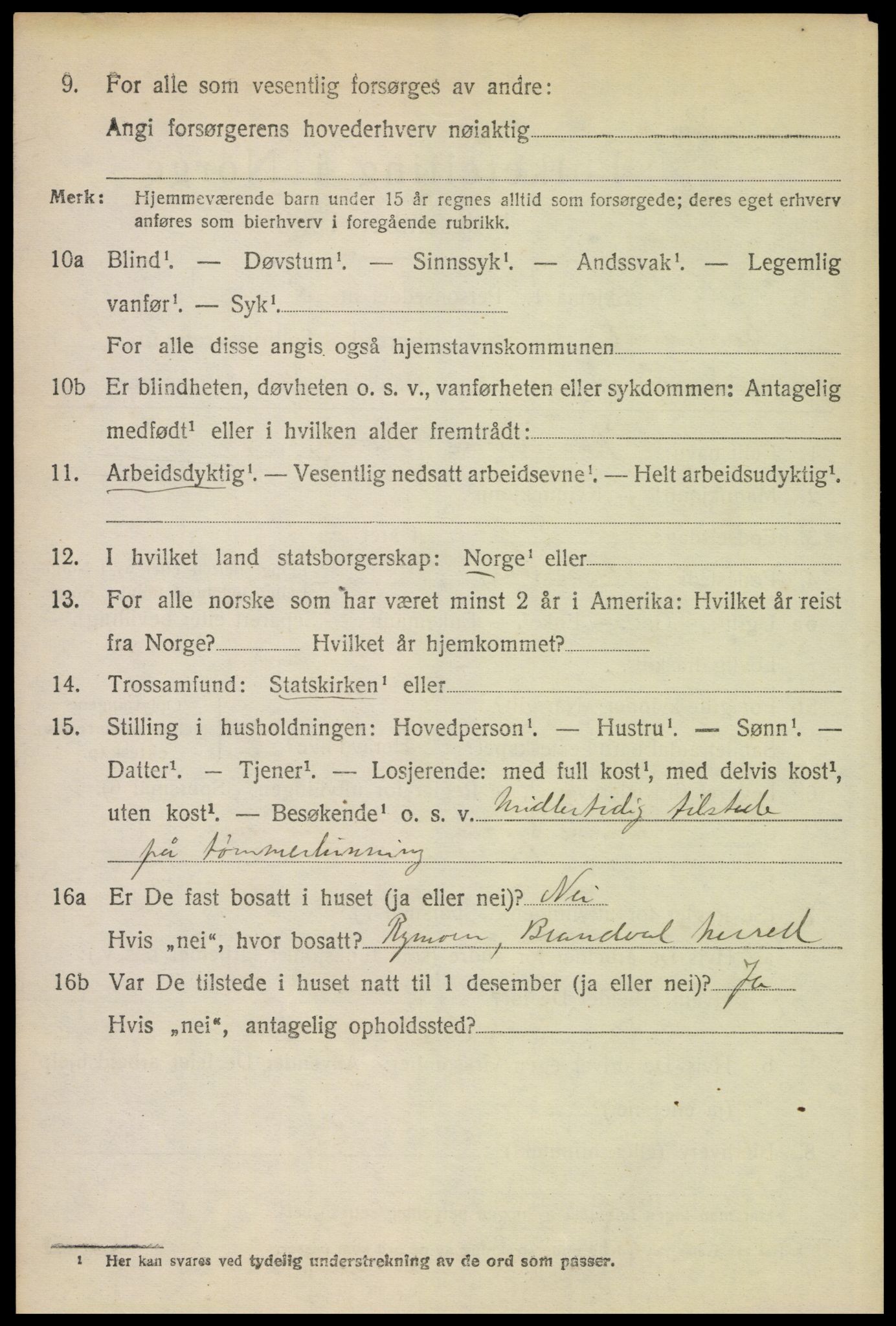 SAH, 1920 census for Brandval, 1920, p. 8461