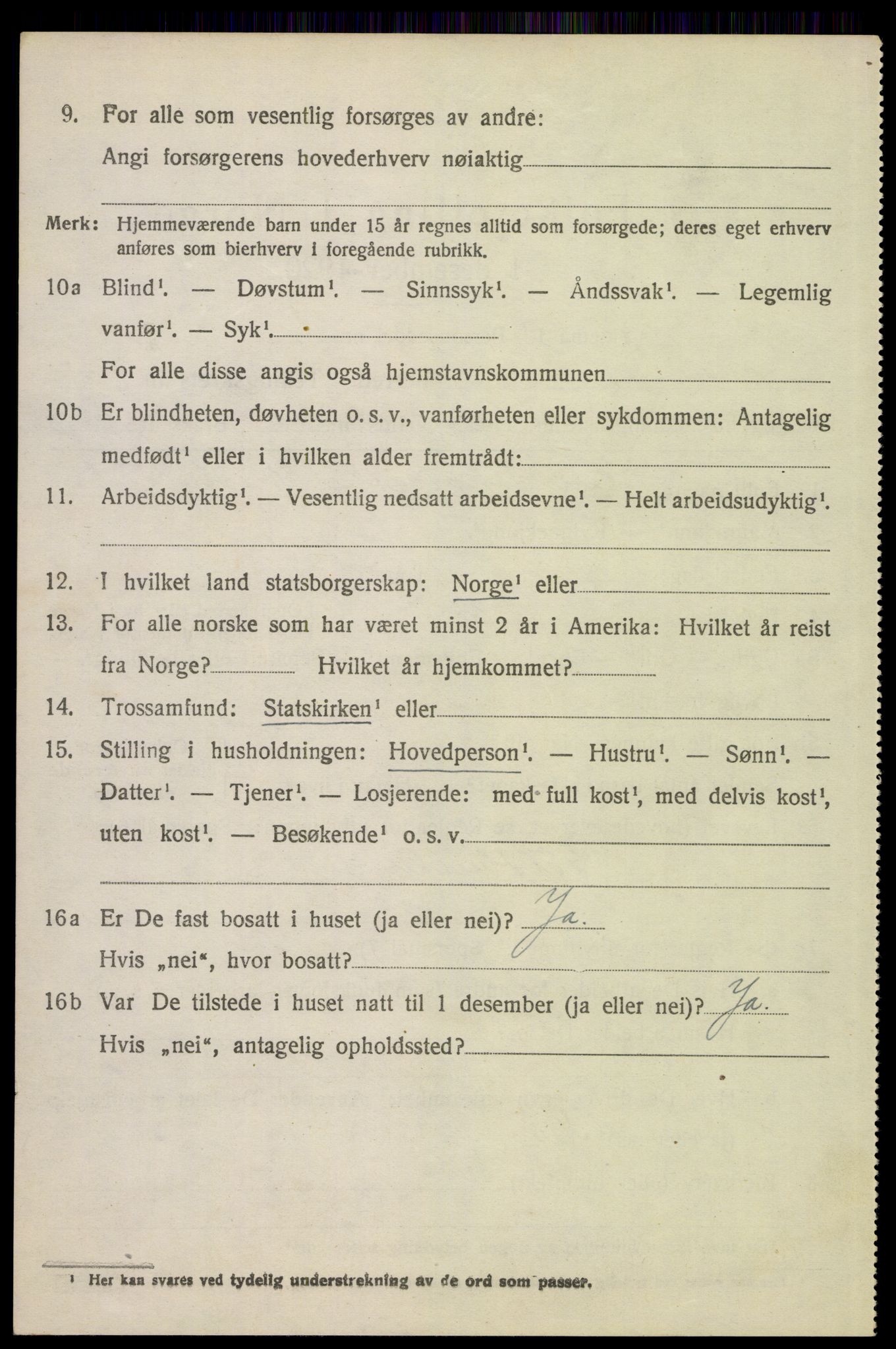 SAH, 1920 census for Tynset, 1920, p. 2461