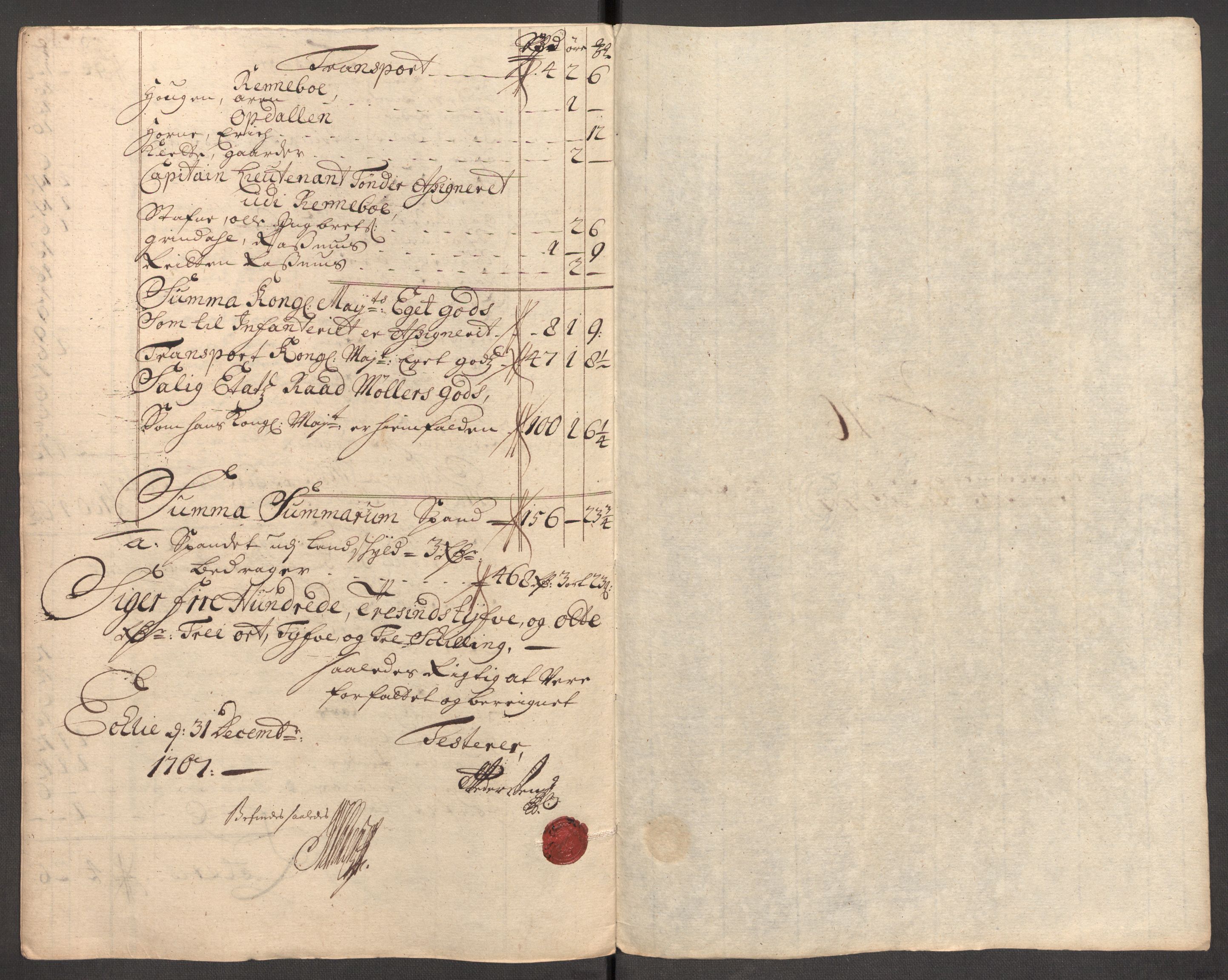 Rentekammeret inntil 1814, Reviderte regnskaper, Fogderegnskap, AV/RA-EA-4092/R60/L3957: Fogderegnskap Orkdal og Gauldal, 1707, p. 275