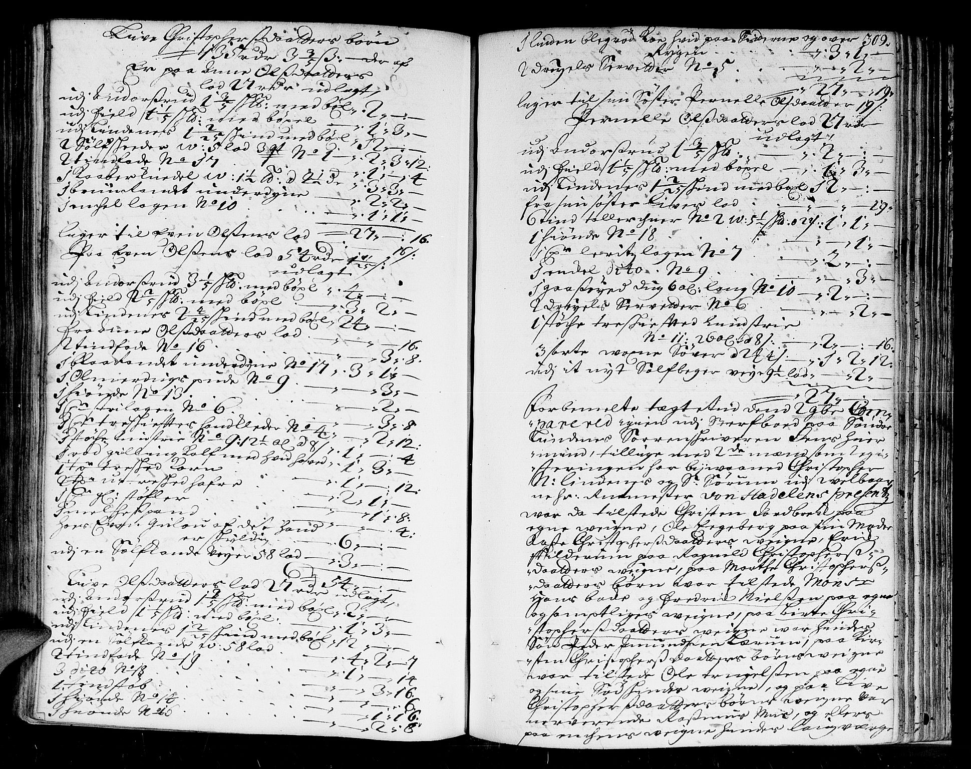 Lier, Røyken og Hurum sorenskriveri, AV/SAKO-A-89/H/Hc/L0001: Skifteprotokoll, 1701-1708, p. 308b-309a